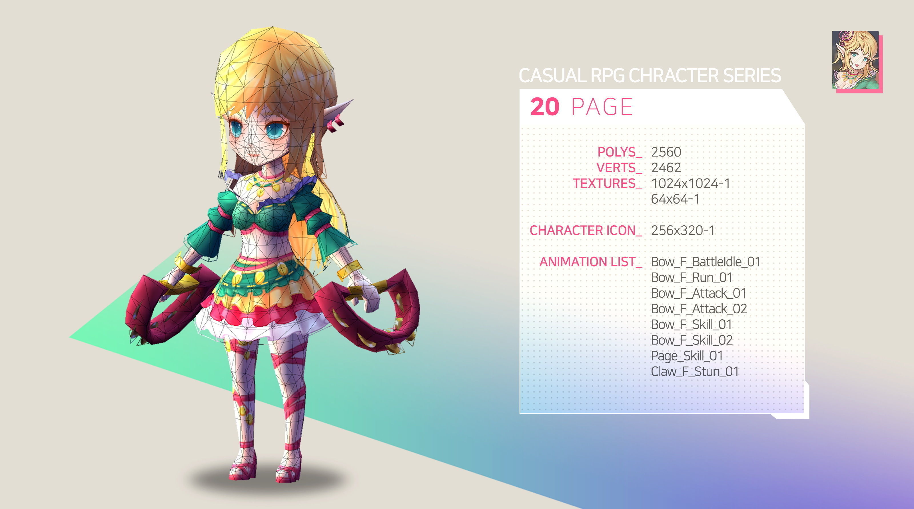 Casual RPG Character - 20 Page Low-poly 3D model_2
