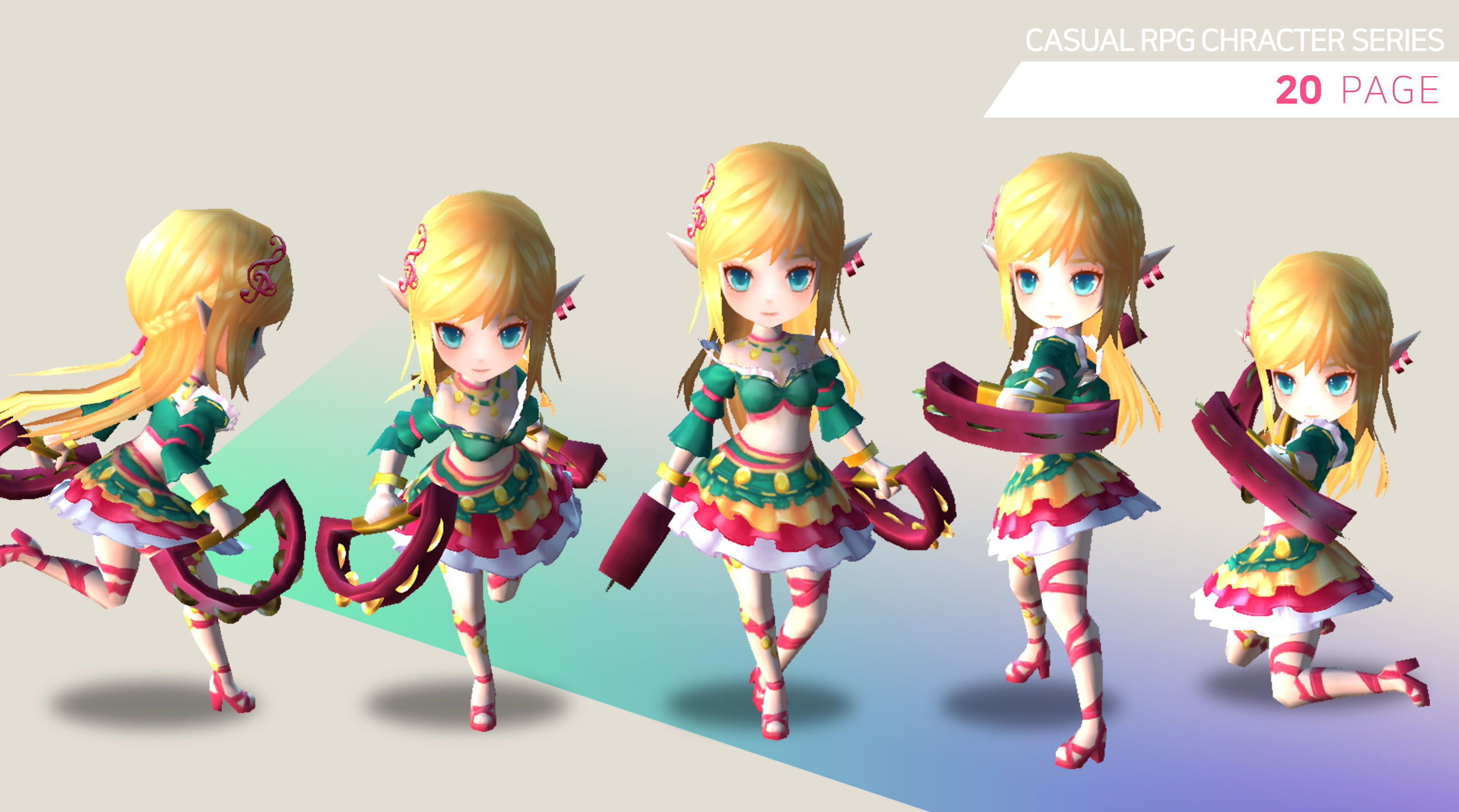Casual RPG Character - 20 Page Low-poly 3D model_3
