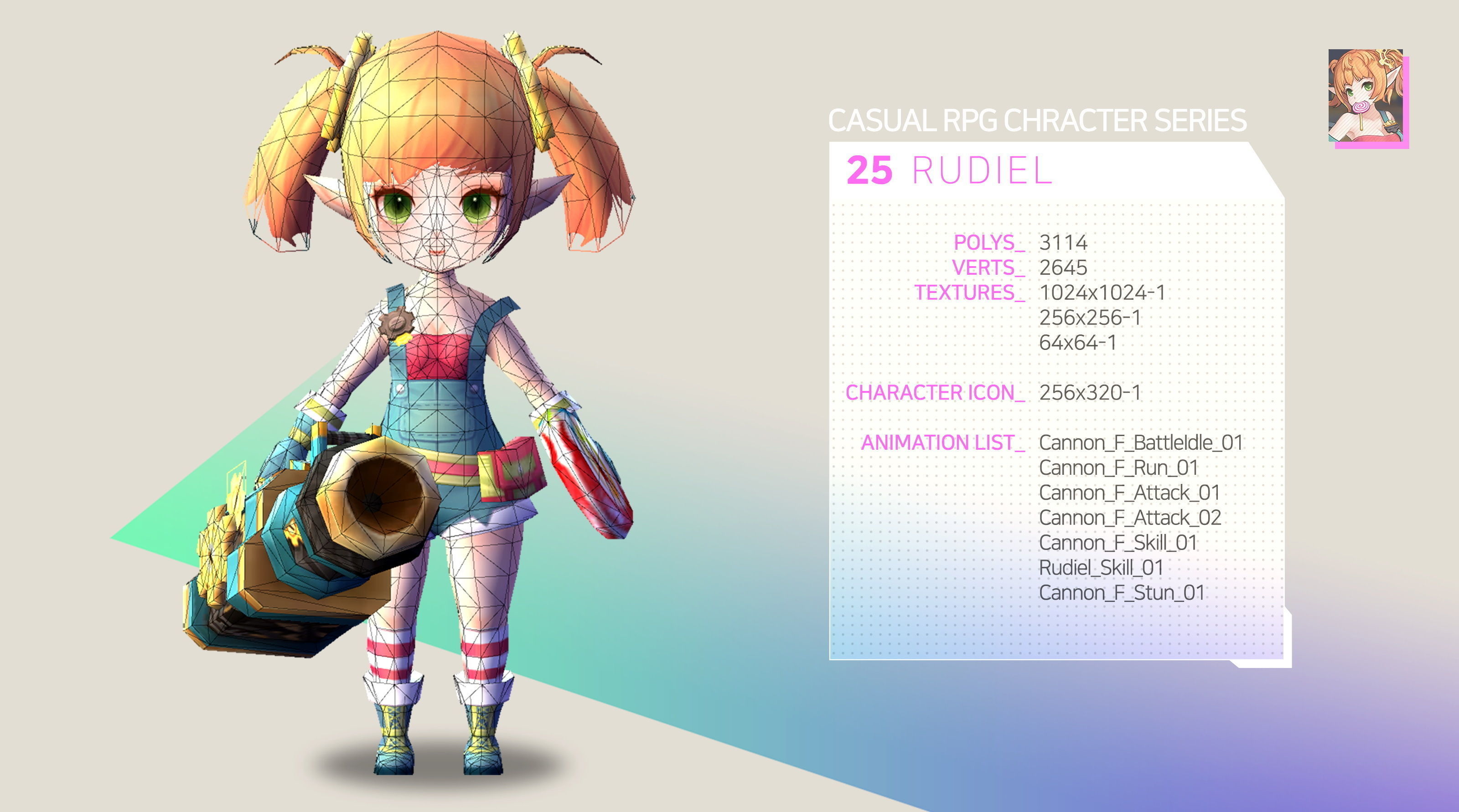 Casual RPG Character - 25 Rudiel Low-poly 3D model_2