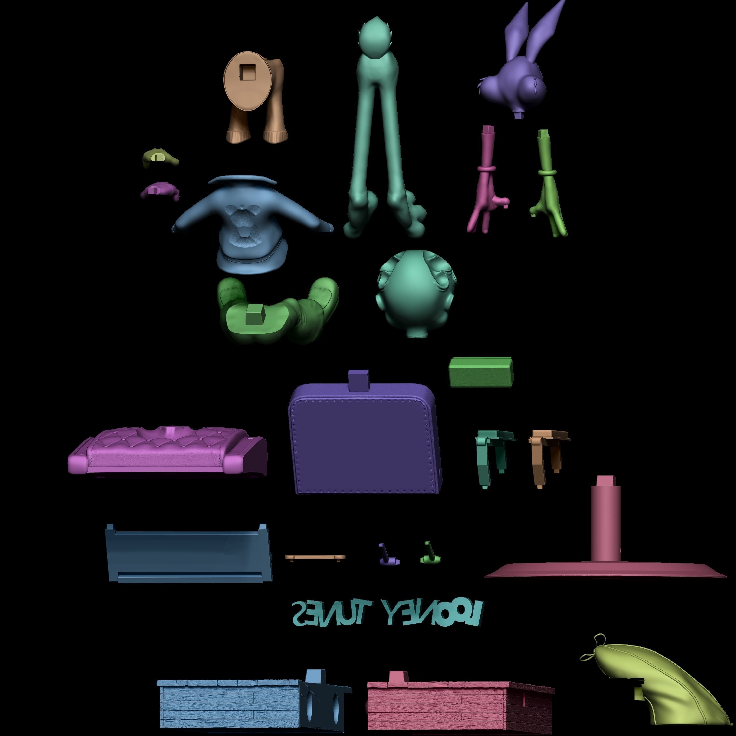 Bugs Bunny and Elmer Fudd  3D print model_5