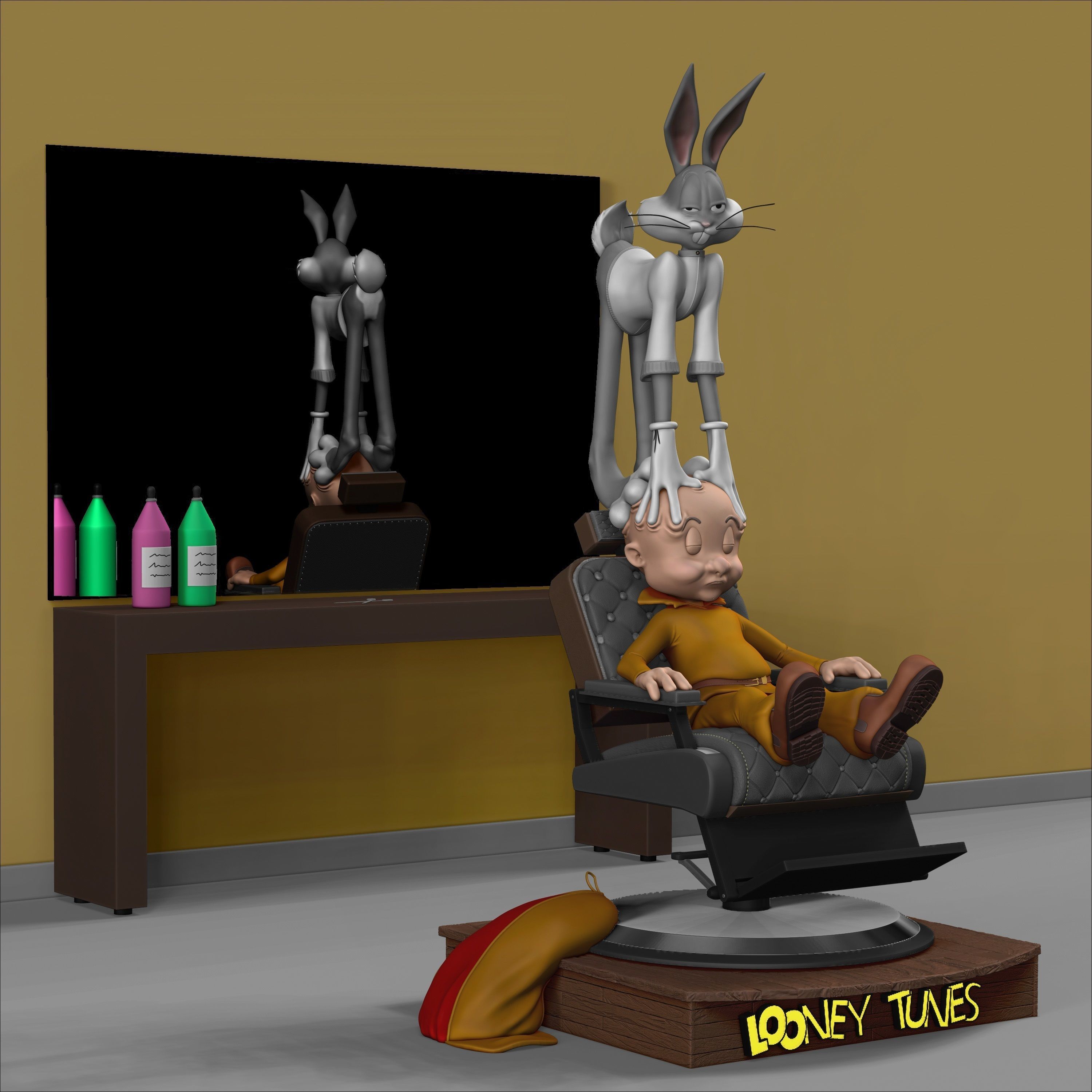 Bugs Bunny and Elmer Fudd  3D print model_1