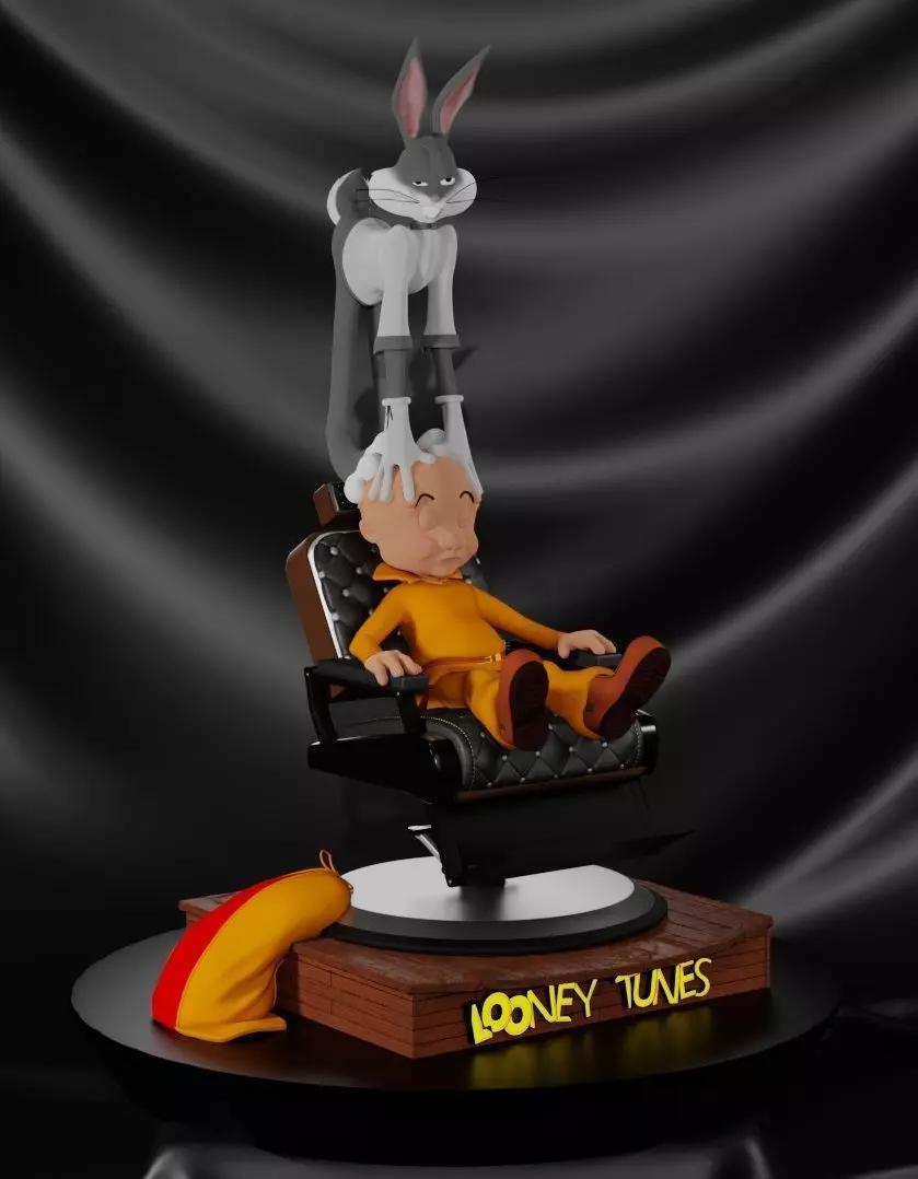Bugs Bunny and Elmer Fudd  3D print model_0