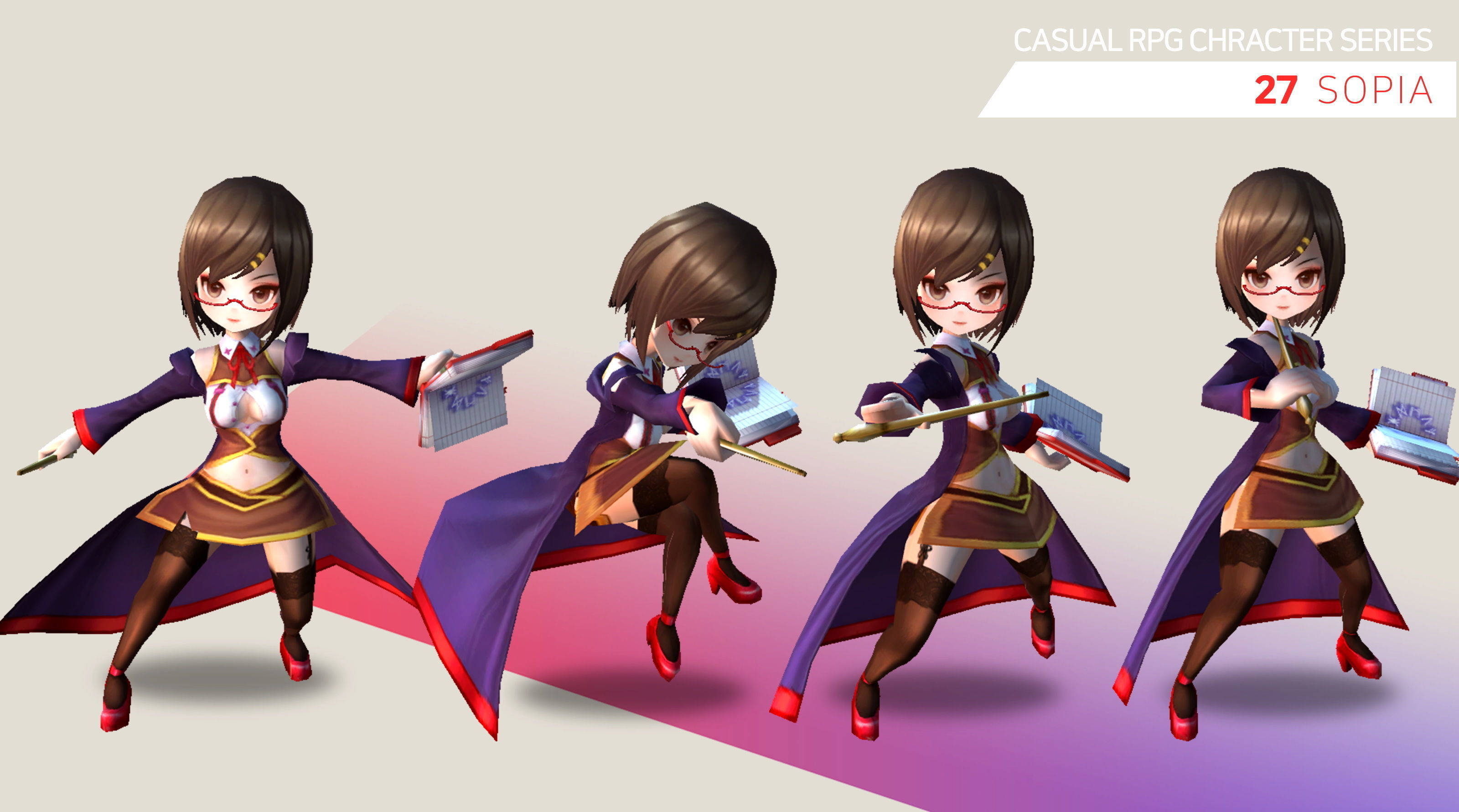 Casual RPG Character - 27 Sopia Low-poly 3D model_3