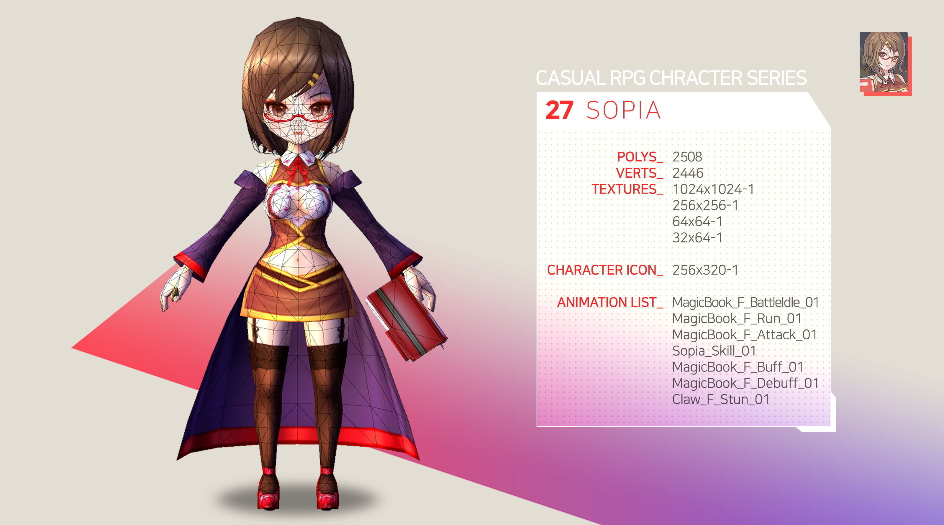 Casual RPG Character - 27 Sopia Low-poly 3D model_2