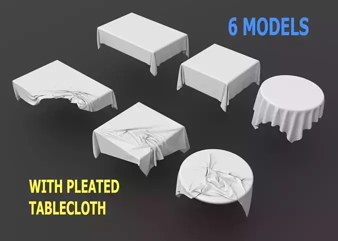 6 Models with pleated tablecloth 3D model