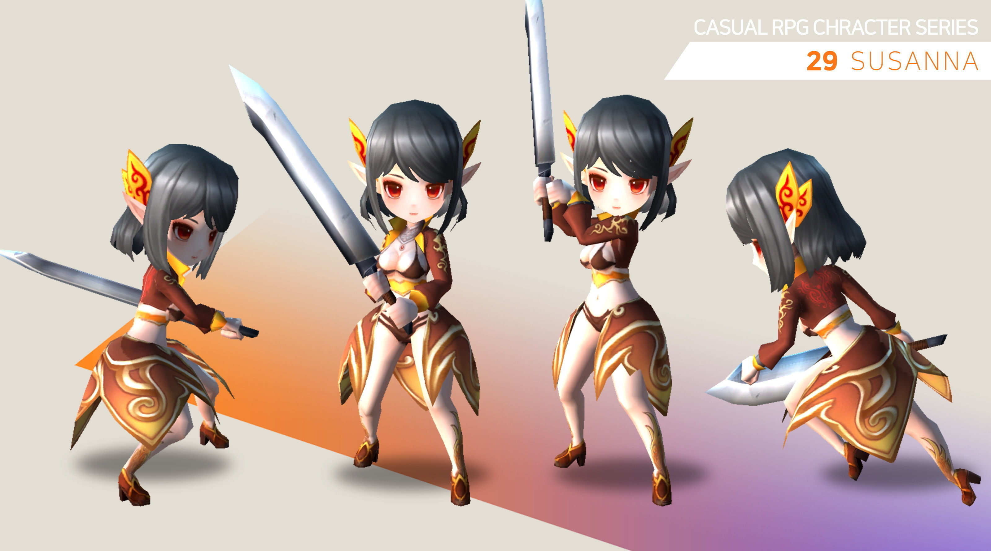 Casual RPG Character - 29 Susanna Low-poly 3D model_3