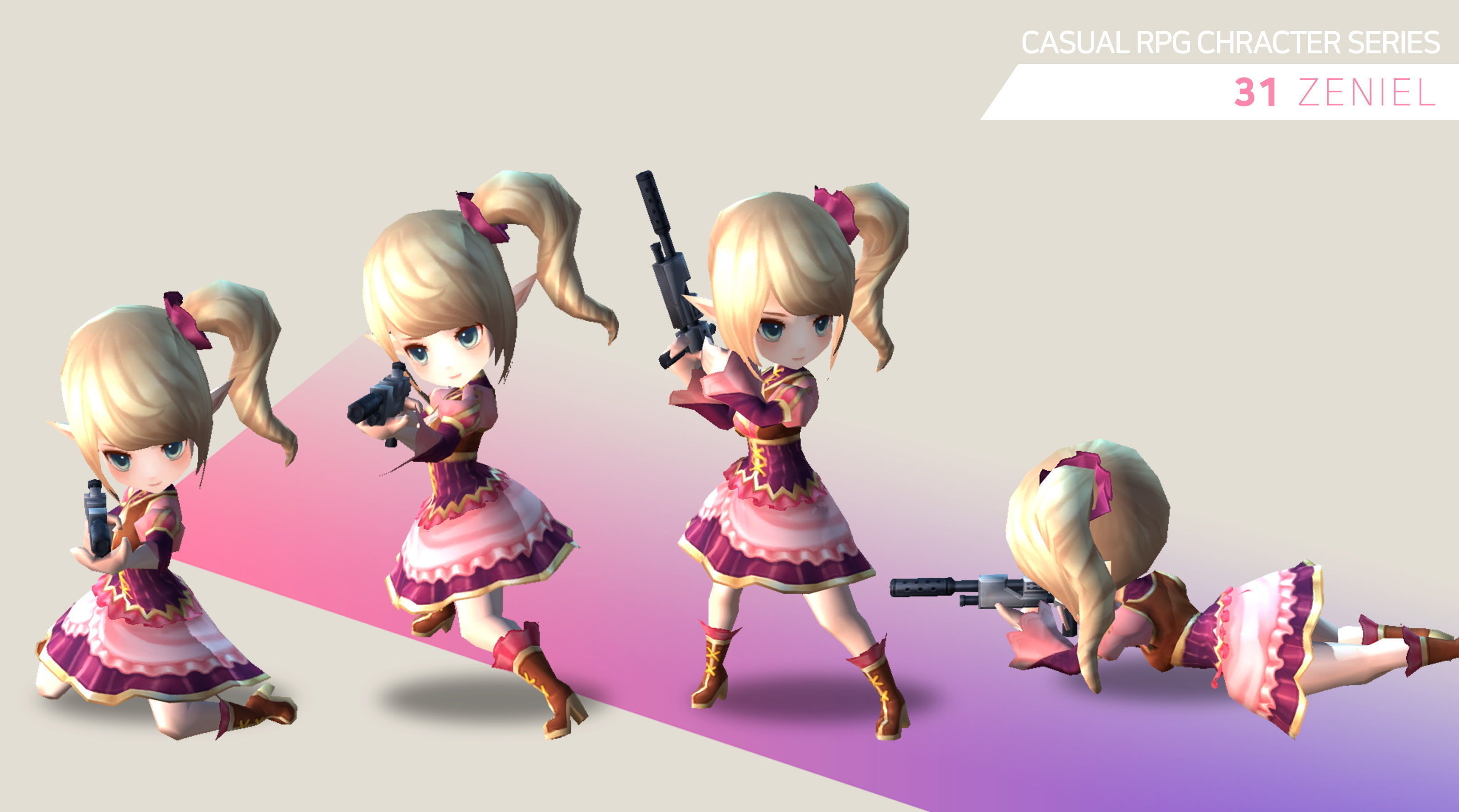 Casual RPG Character - 31 Zeniel Low-poly 3D model_3