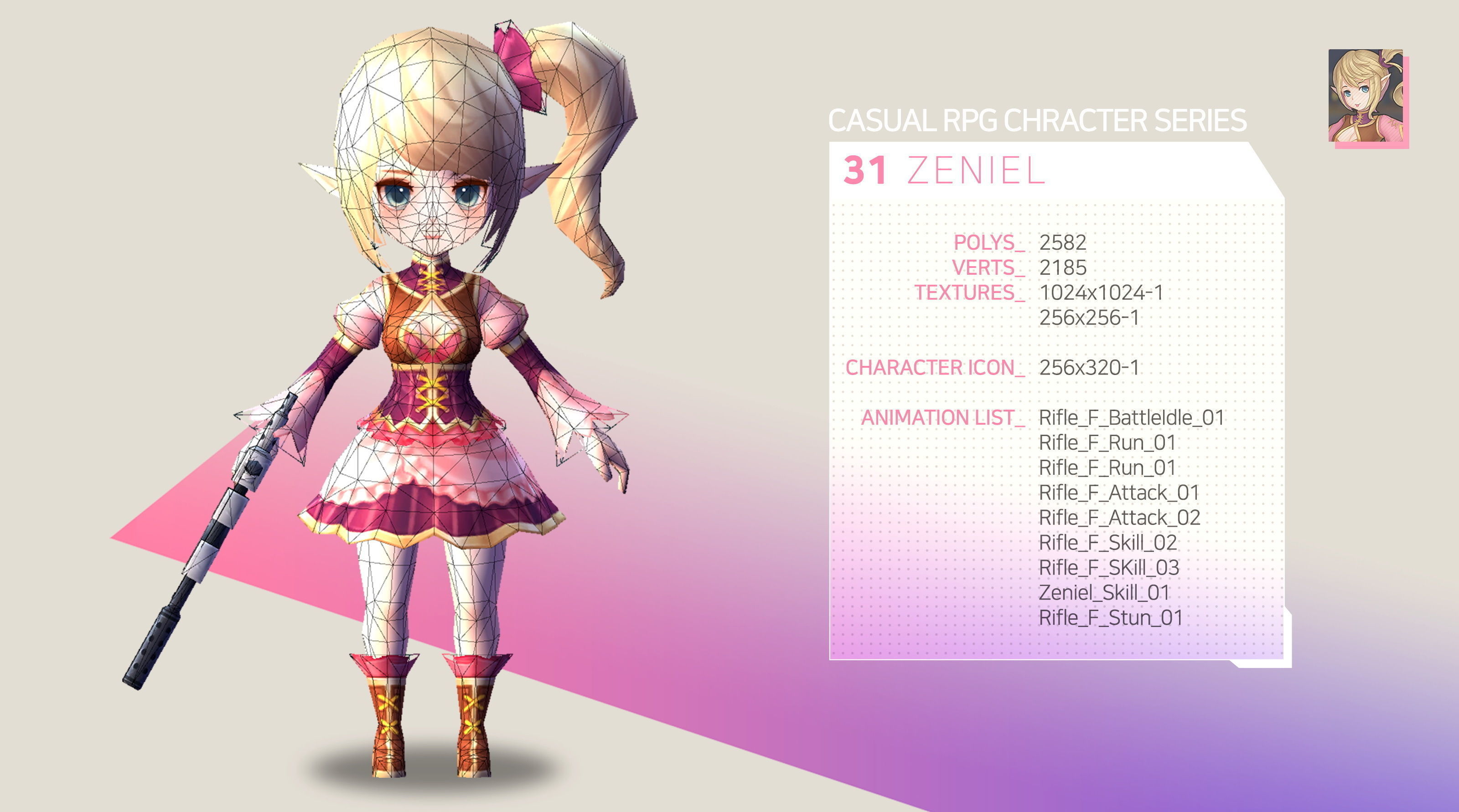 Casual RPG Character - 31 Zeniel Low-poly 3D model_2