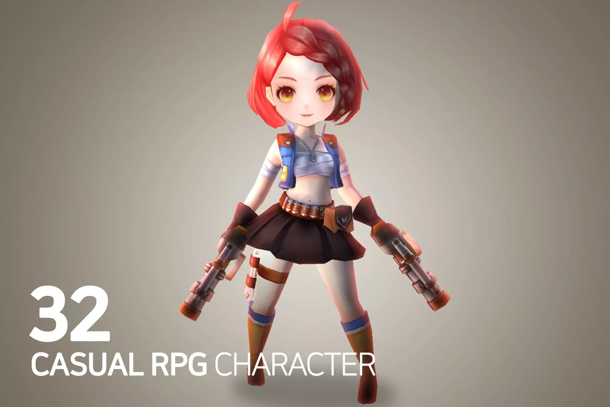 Casual RPG Character - 32 Aira Low-poly 3D model_0