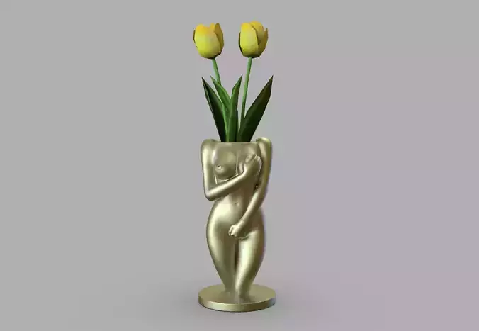 Naked female vase or pen holder 3D print model