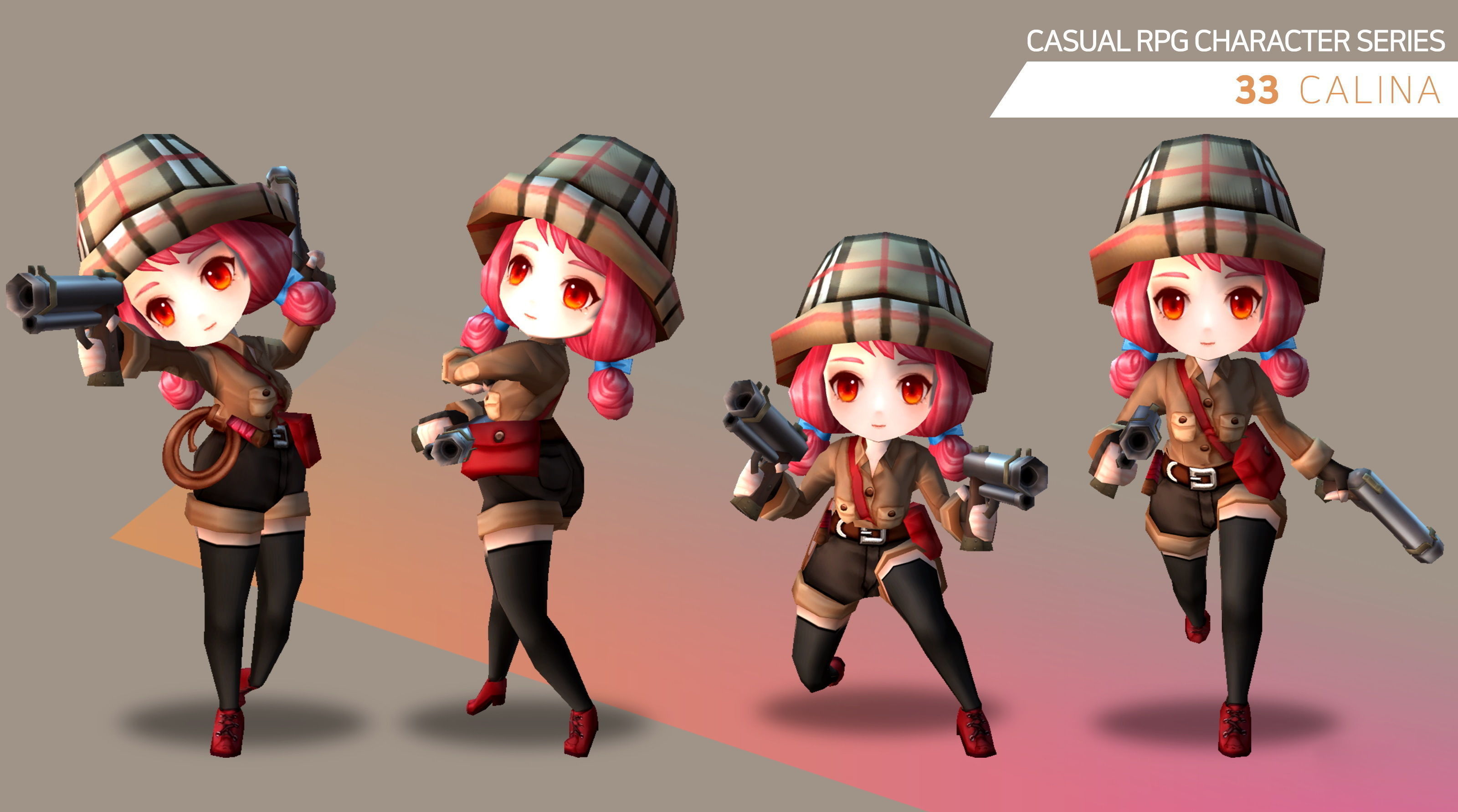Casual RPG Character - 33 Calina Low-poly 3D model_3