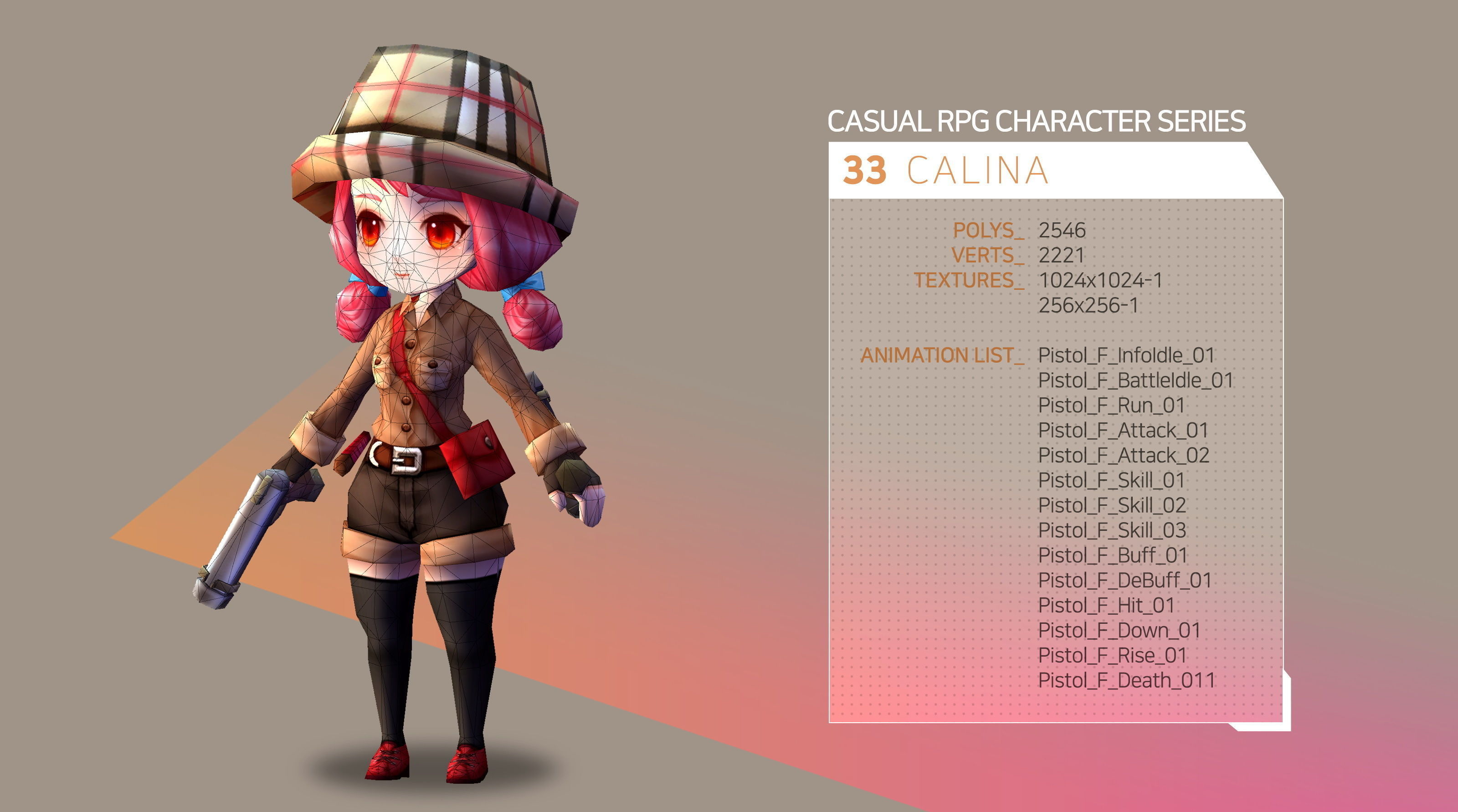 Casual RPG Character - 33 Calina Low-poly 3D model_2