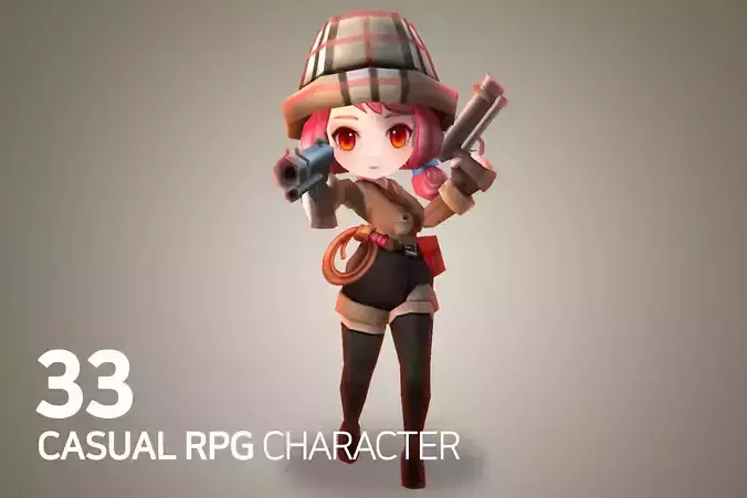 Casual RPG Character - 33 Calina Low-poly 3D model Casual RPG Character - 33 Calina Low-poly 3D model