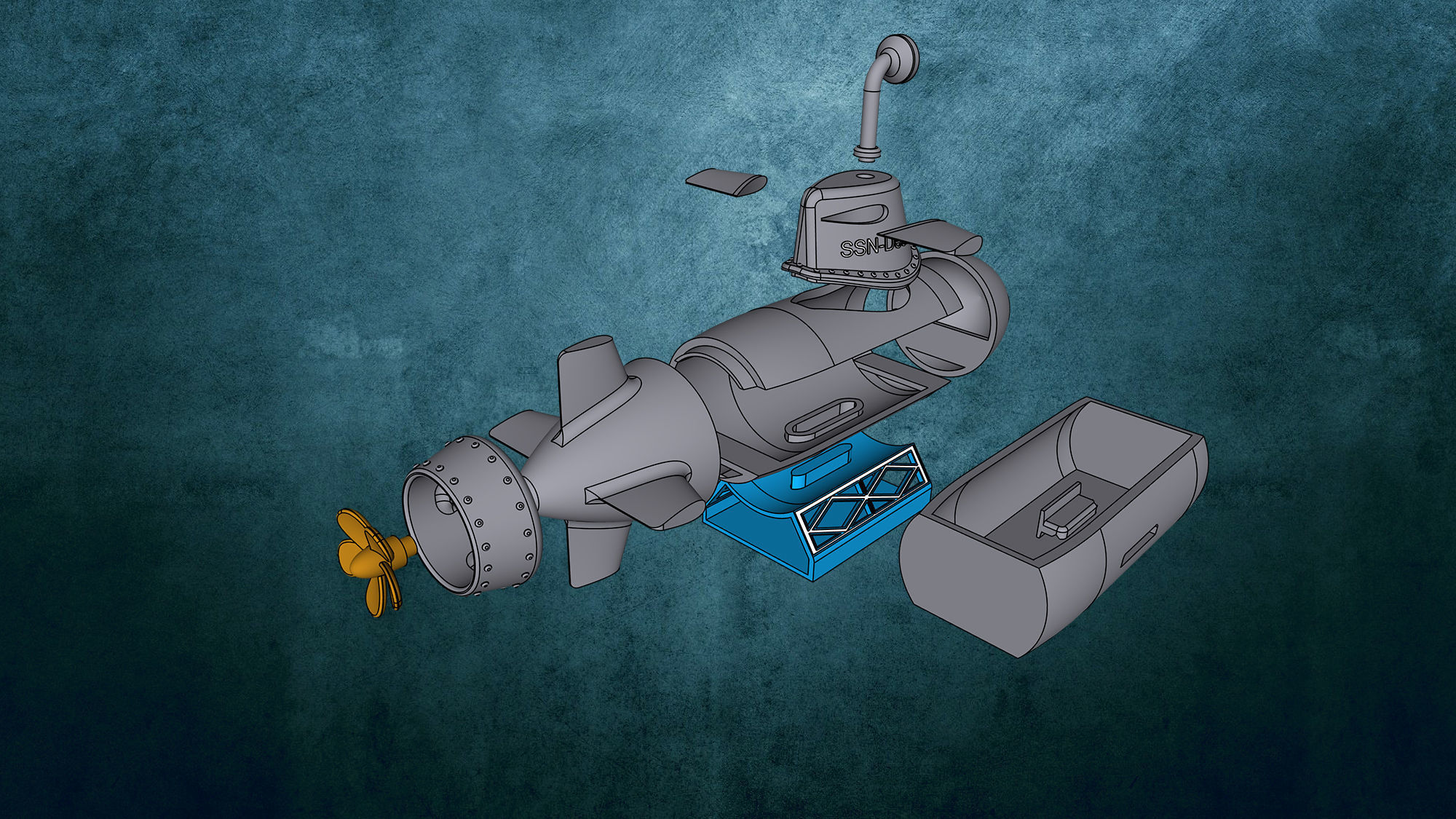 SSN-Desk submarine 3D print model_4