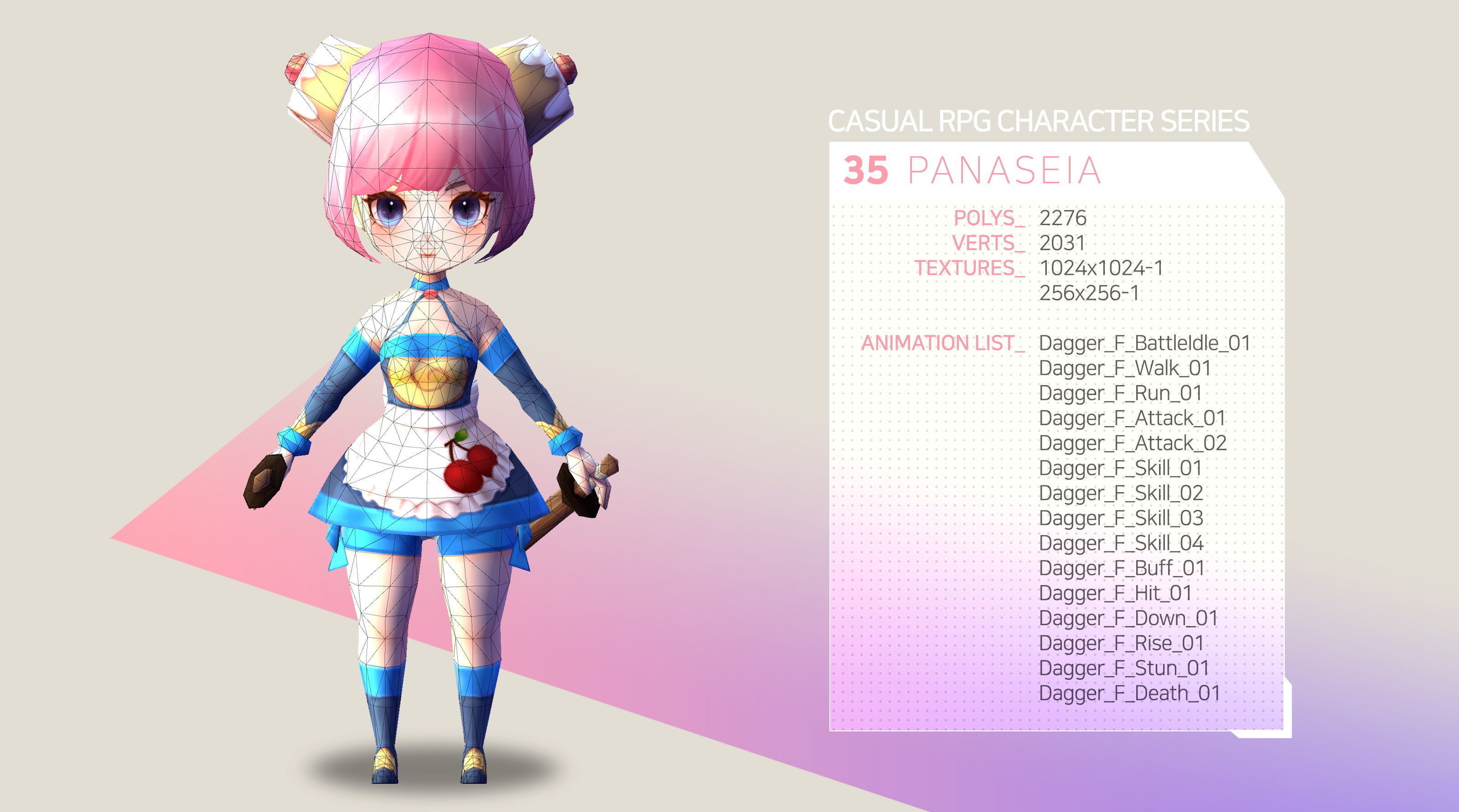 Casual RPG Character - 35 Panaseia Low-poly 3D model_2