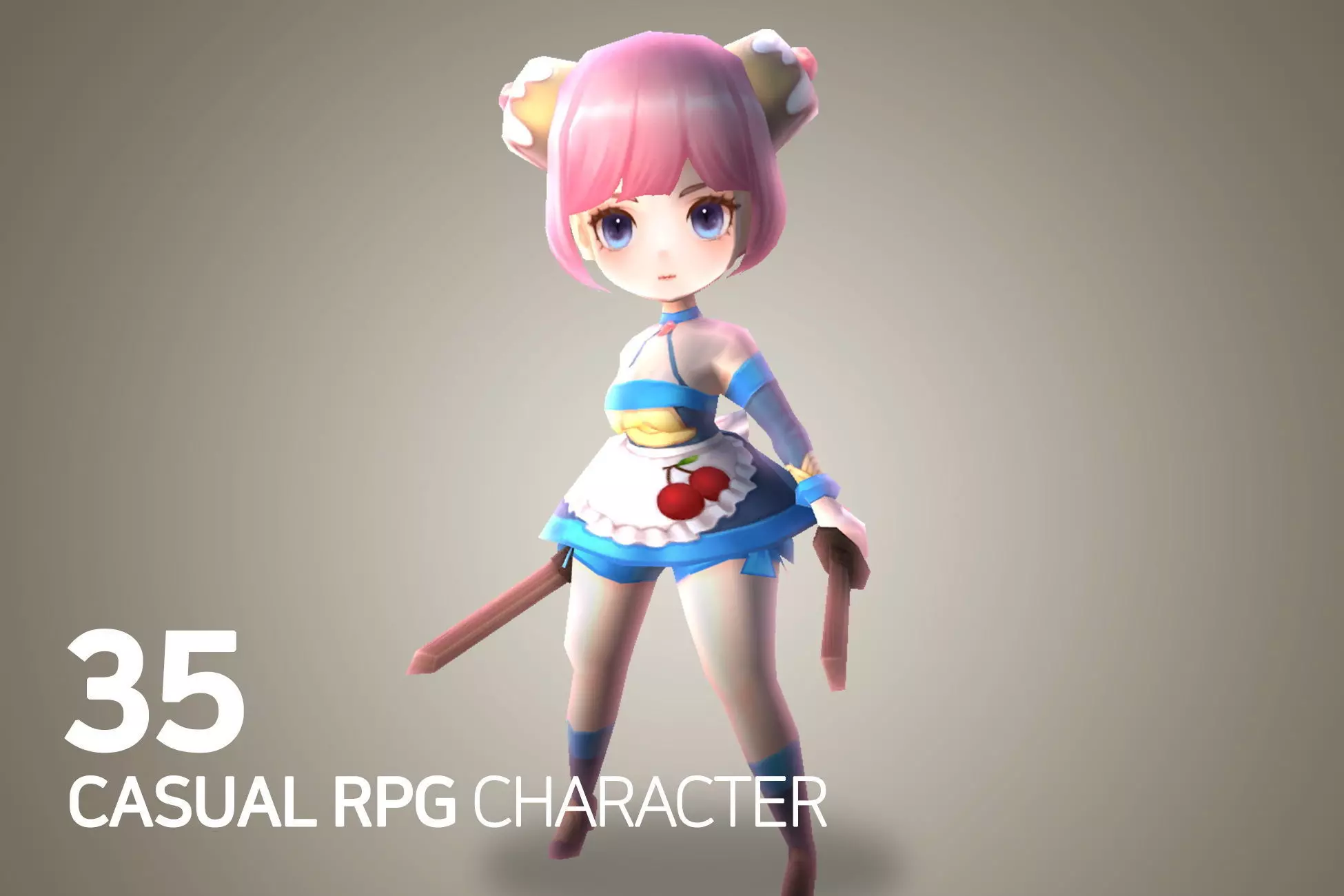 Casual RPG Character - 35 Panaseia Low-poly 3D model_0