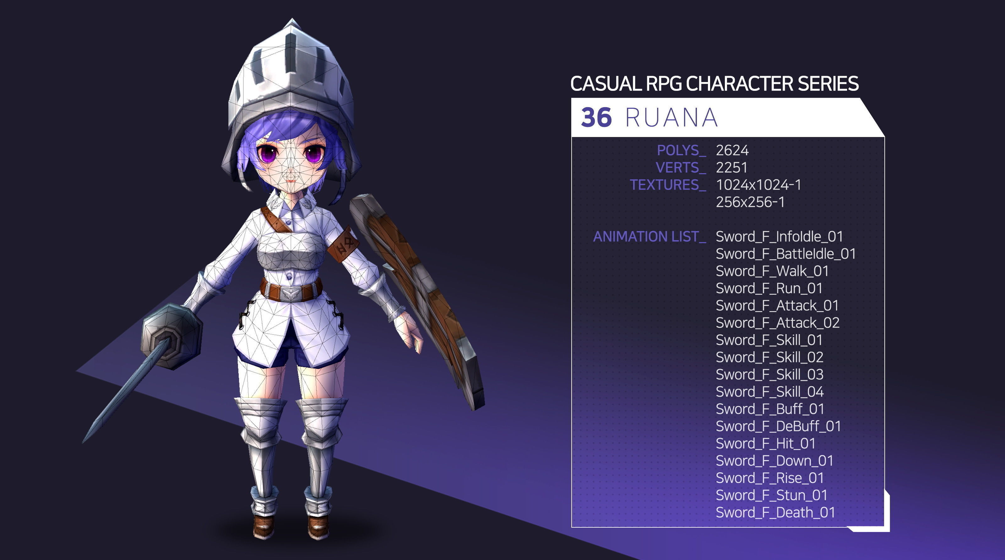 Casual RPG Character - 36 Ruana Low-poly 3D model_2