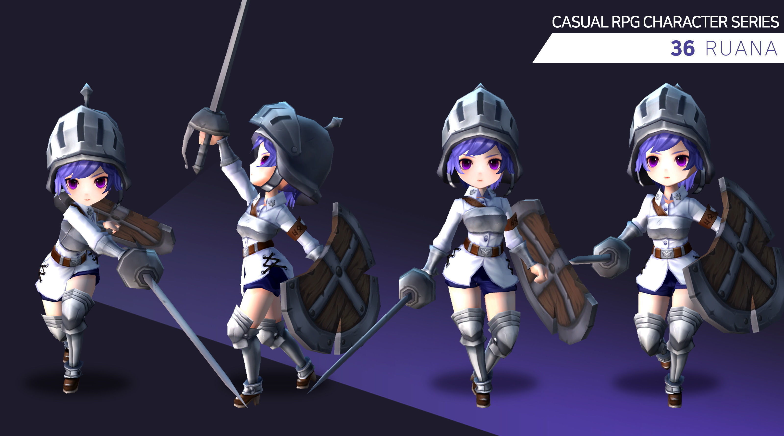Casual RPG Character - 36 Ruana Low-poly 3D model_3