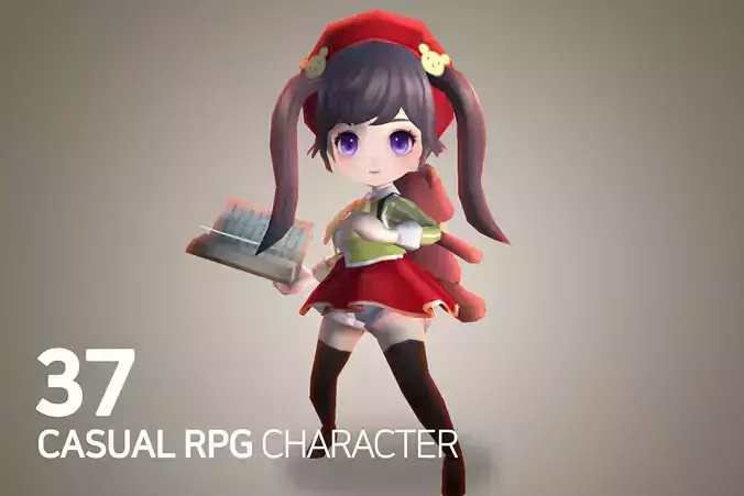 Casual RPG Character - 37 Ru-ara Low-poly 3D model