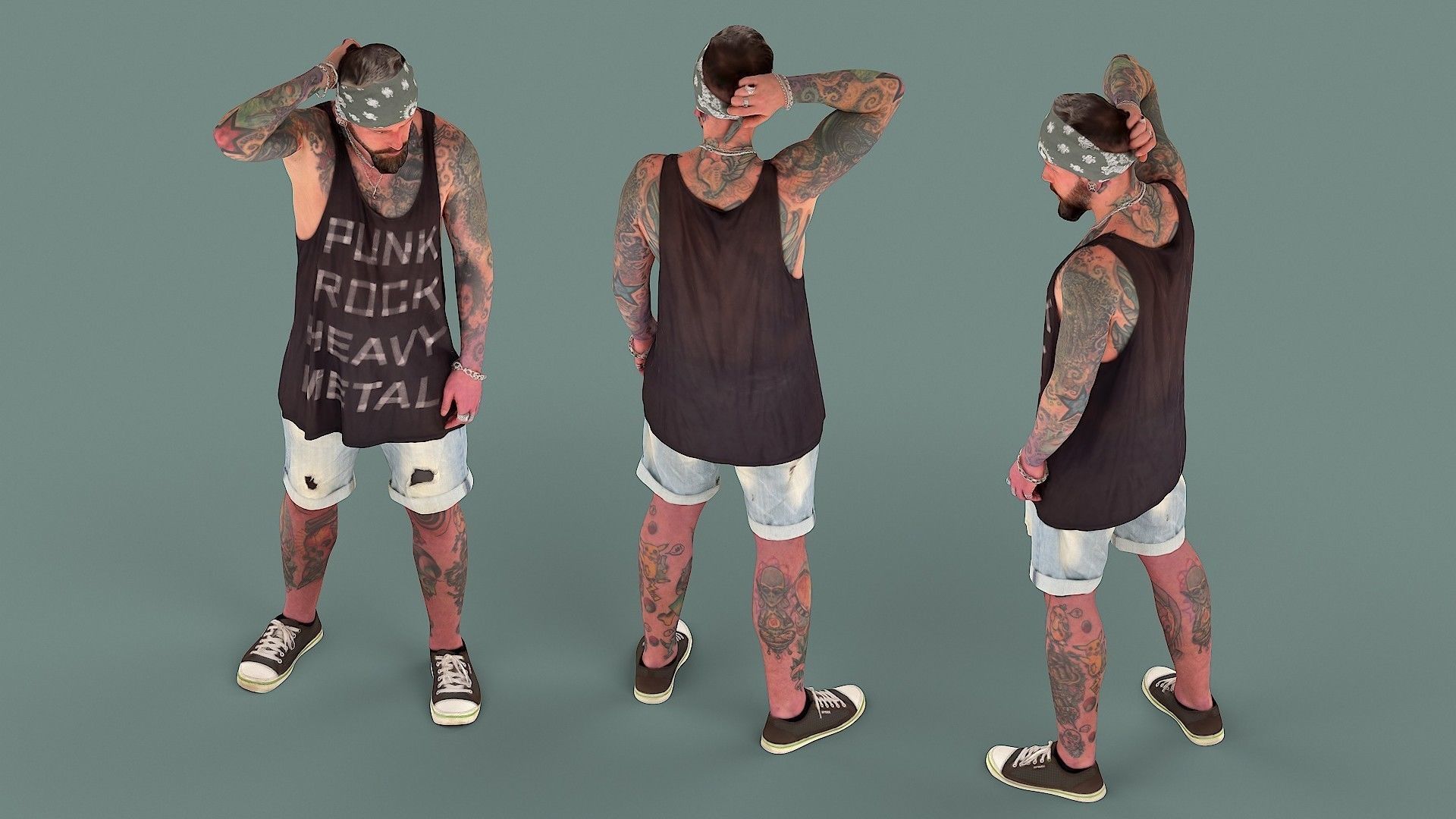 Ooops man with tattoos 3D model_5