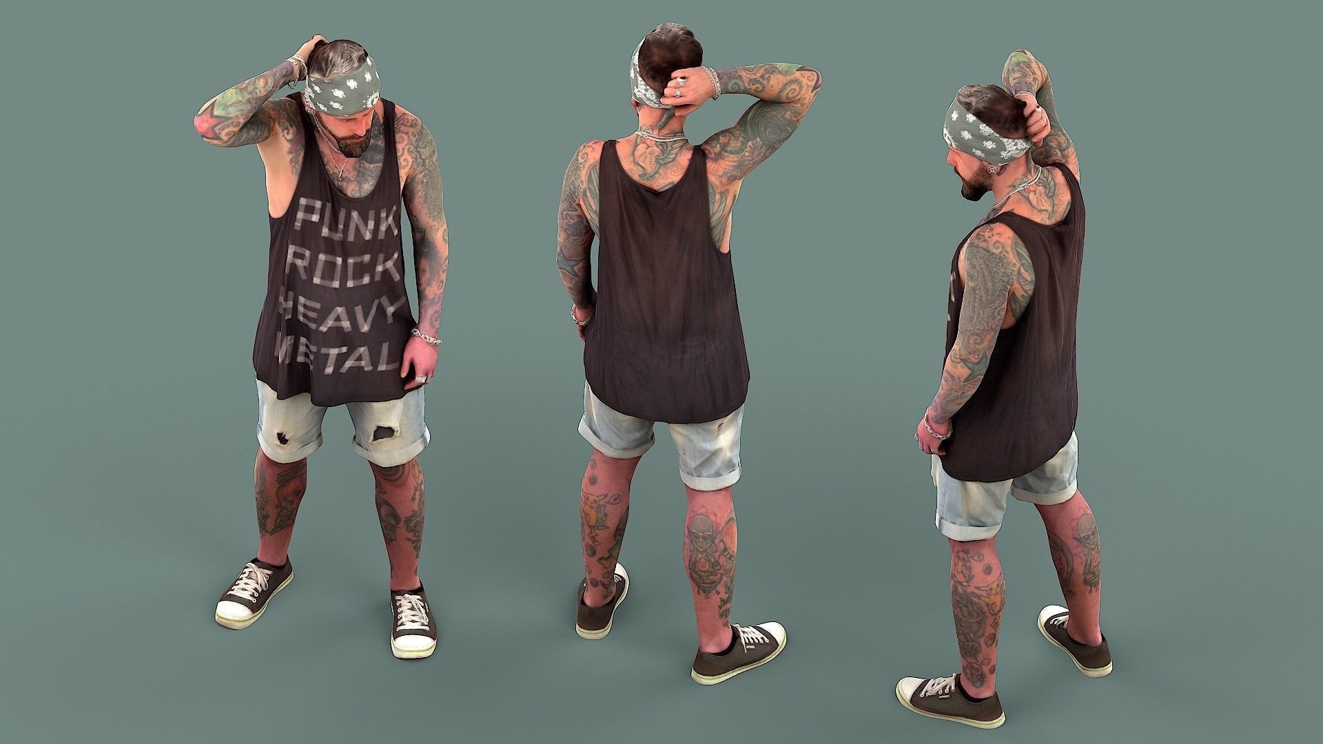 Ooops man with tattoos 3D model_4