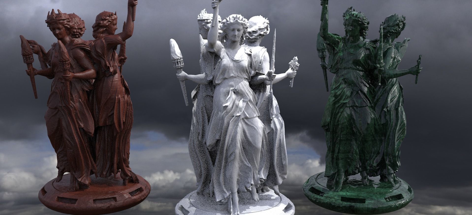 Heavens Angelic Statues 3 3D model_7