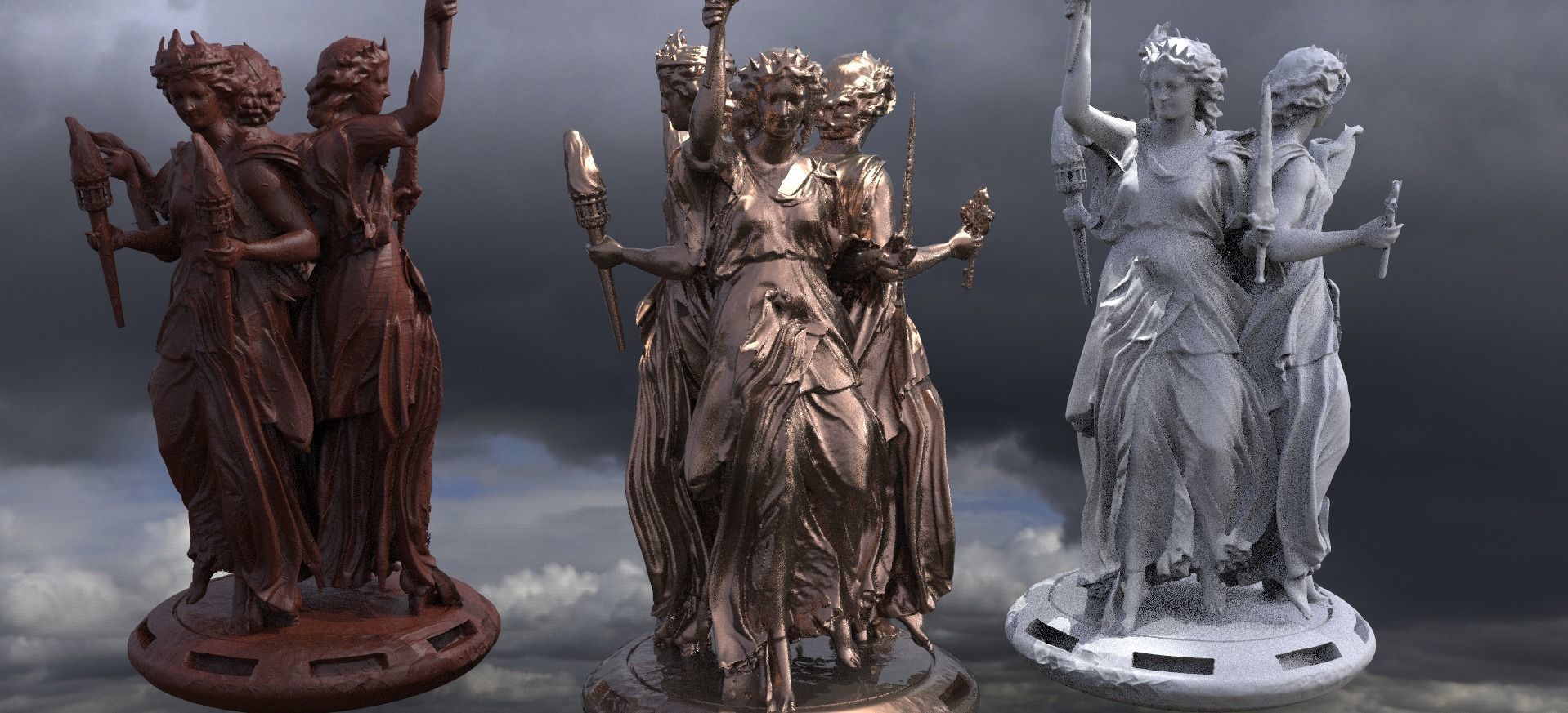 Heavens Angelic Statues 3 3D model_1