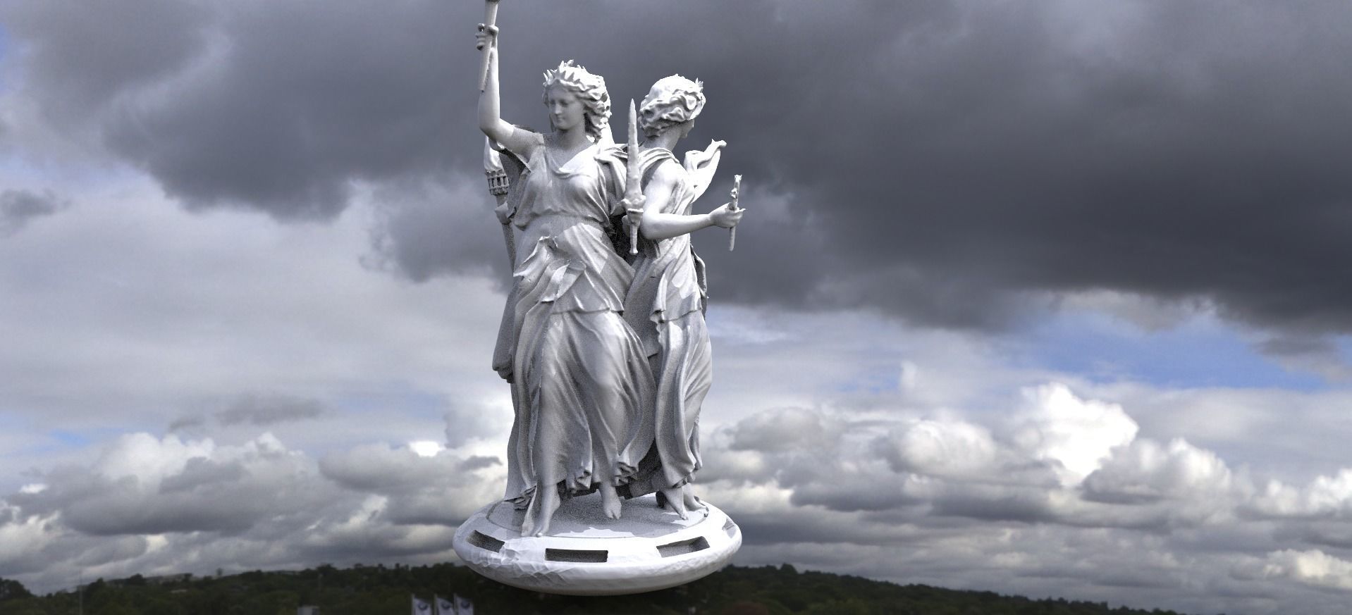 Heavens Angelic Statues 3 3D model_2