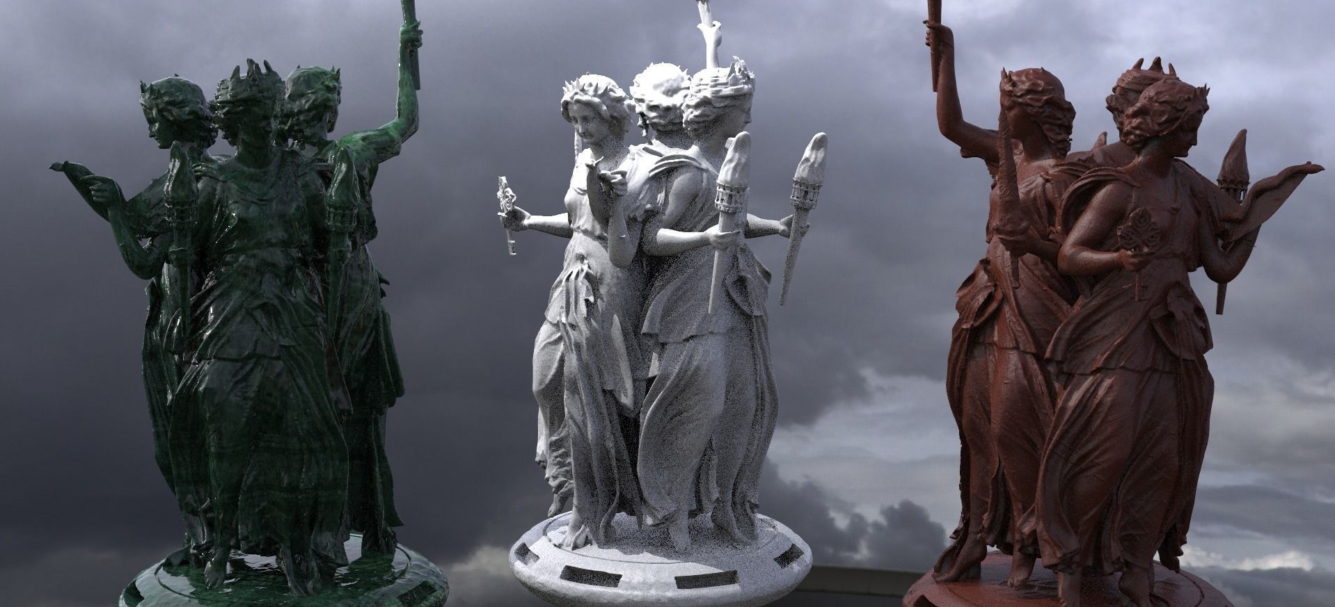 Heavens Angelic Statues 3 3D model_9