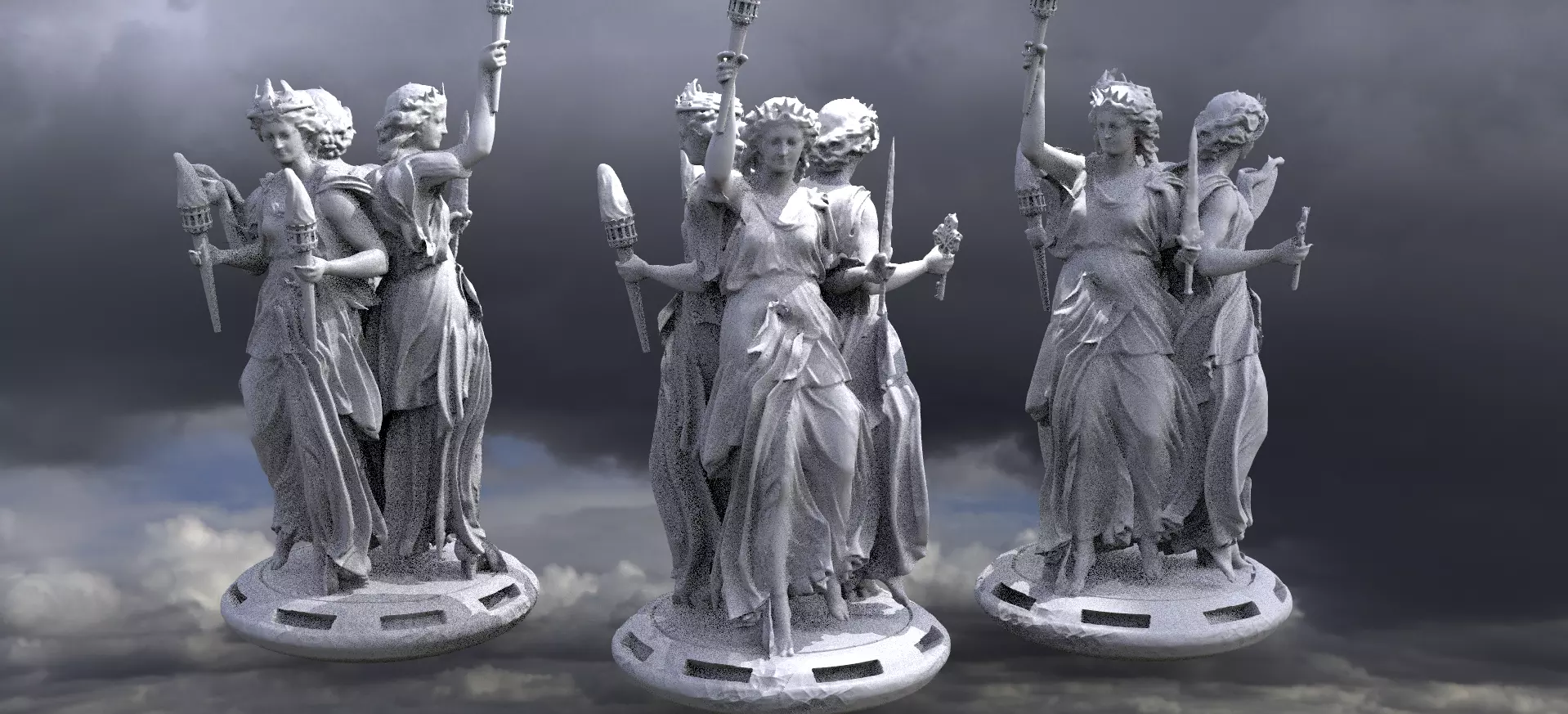 Heavens Angelic Statues 3 3D model_0