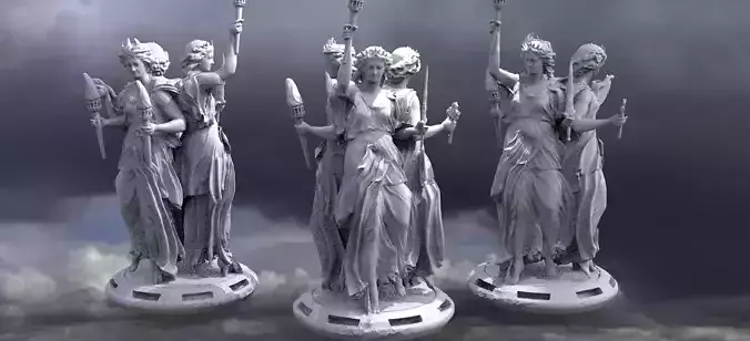 Heavens Angelic Statues 3 3D model