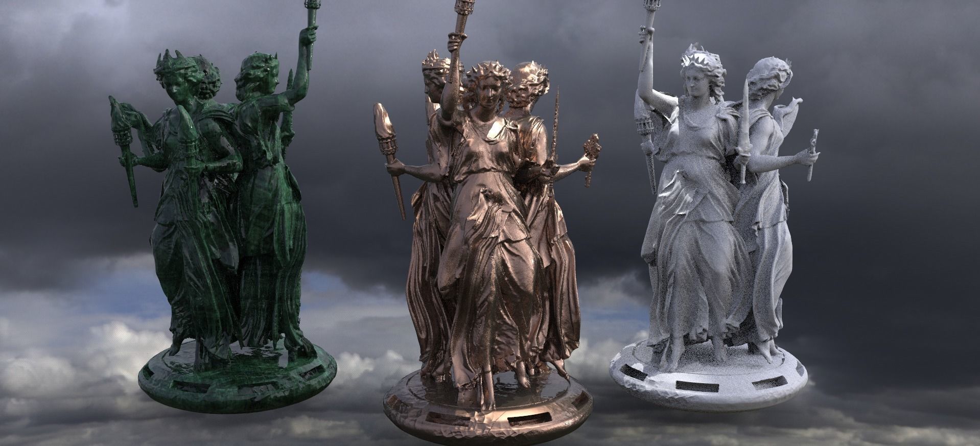 Heavens Angelic Statues 3 3D model_6