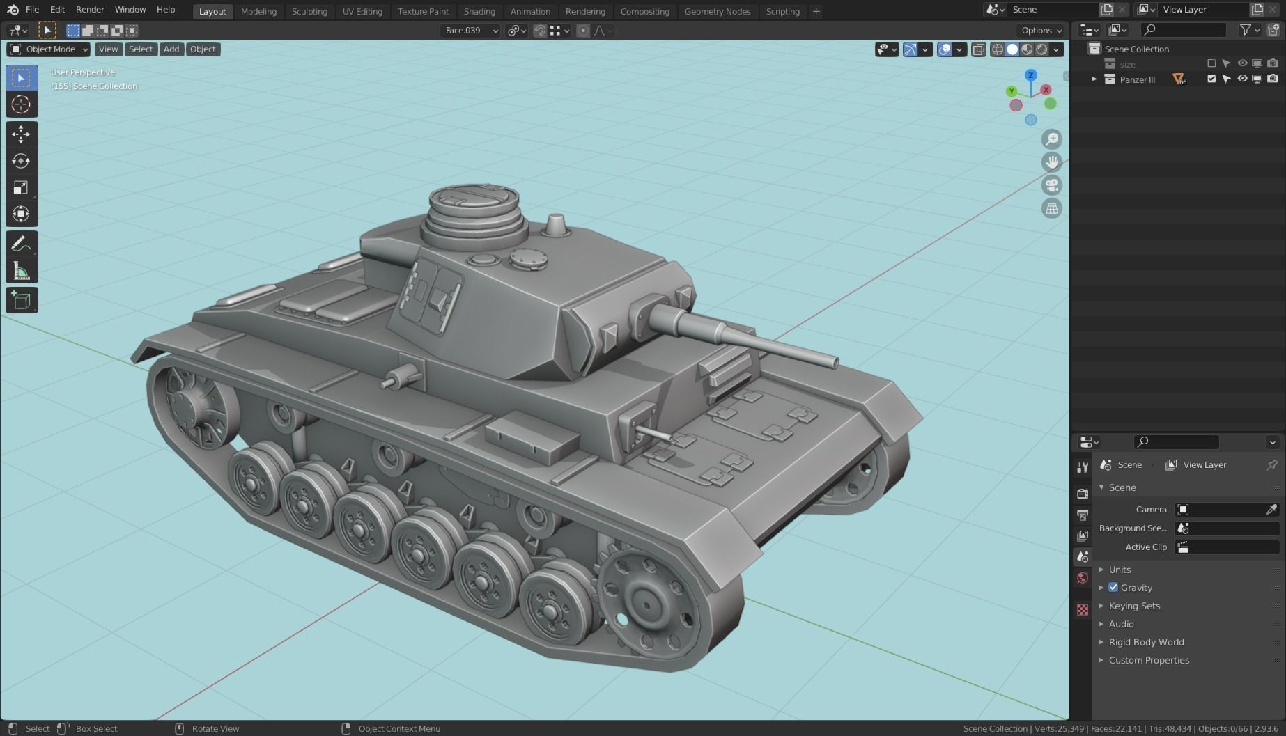 Panzerkampfwagen III Tank Base Mesh  Low-poly 3D model_10