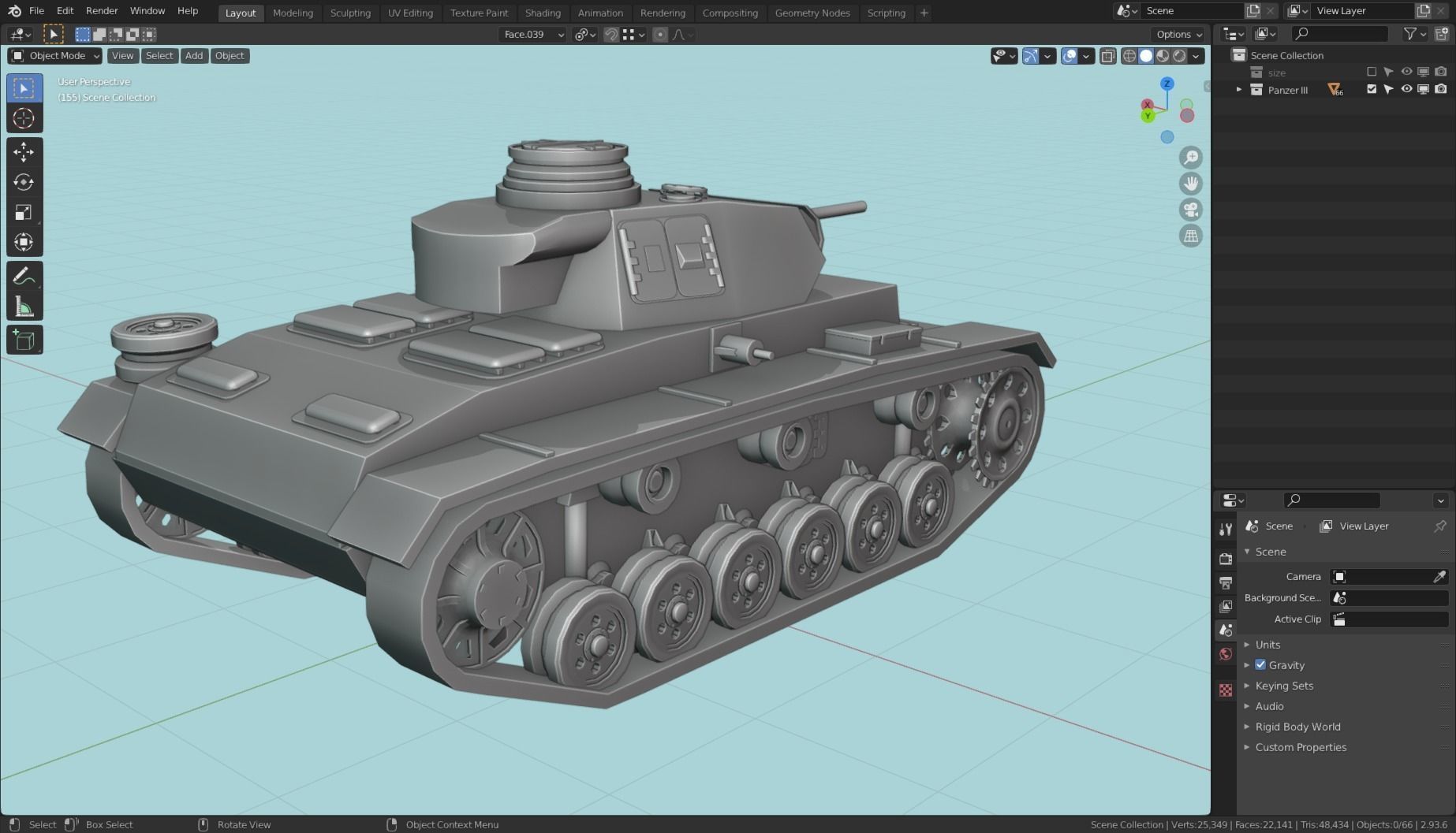 Panzerkampfwagen III Tank Base Mesh  Low-poly 3D model_6