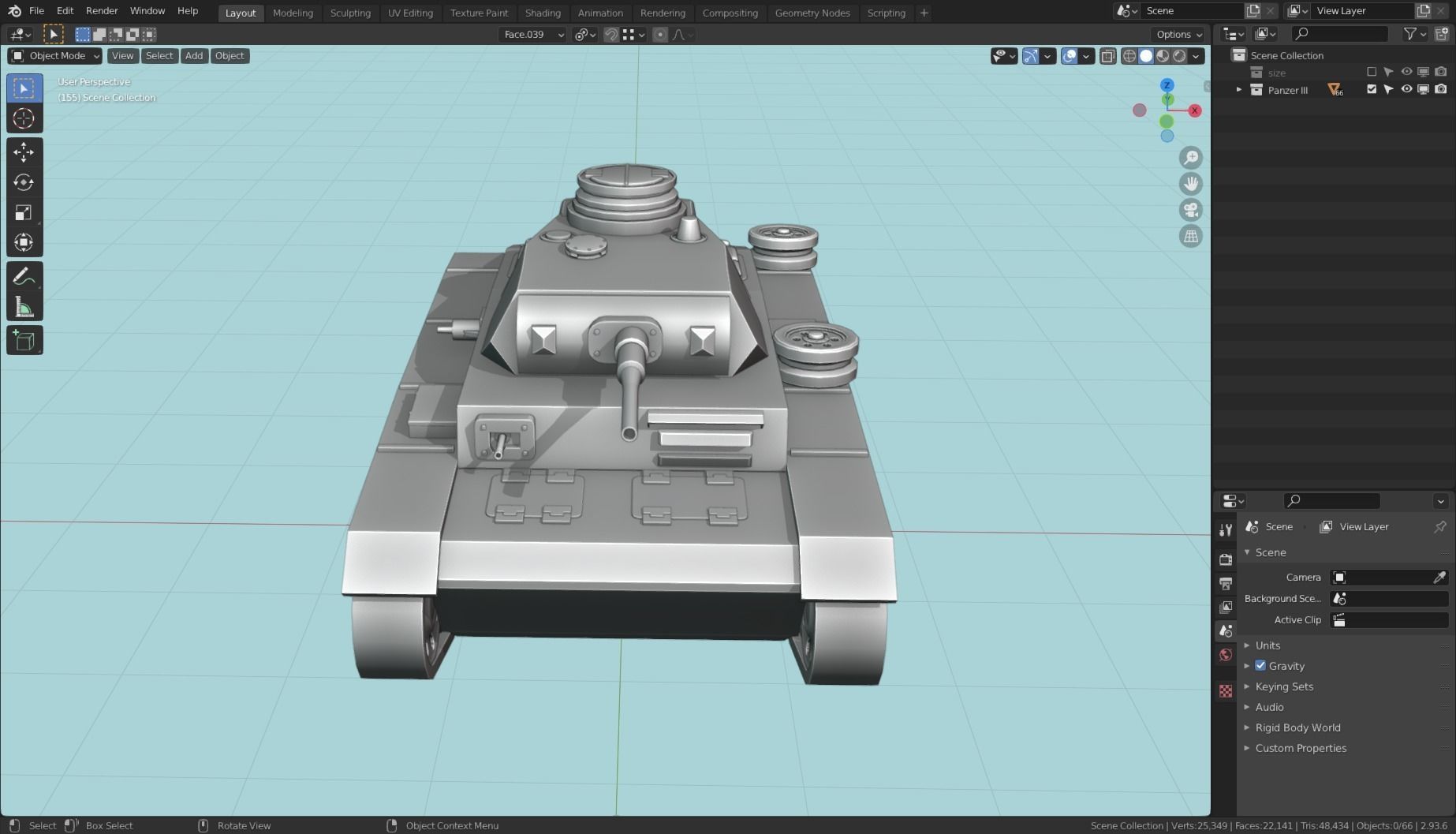 Panzerkampfwagen III Tank Base Mesh  Low-poly 3D model_21