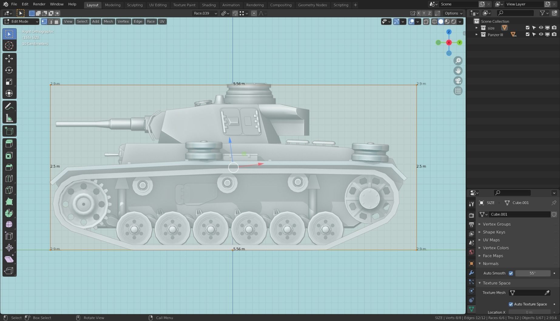 Panzerkampfwagen III Tank Base Mesh  Low-poly 3D model_13