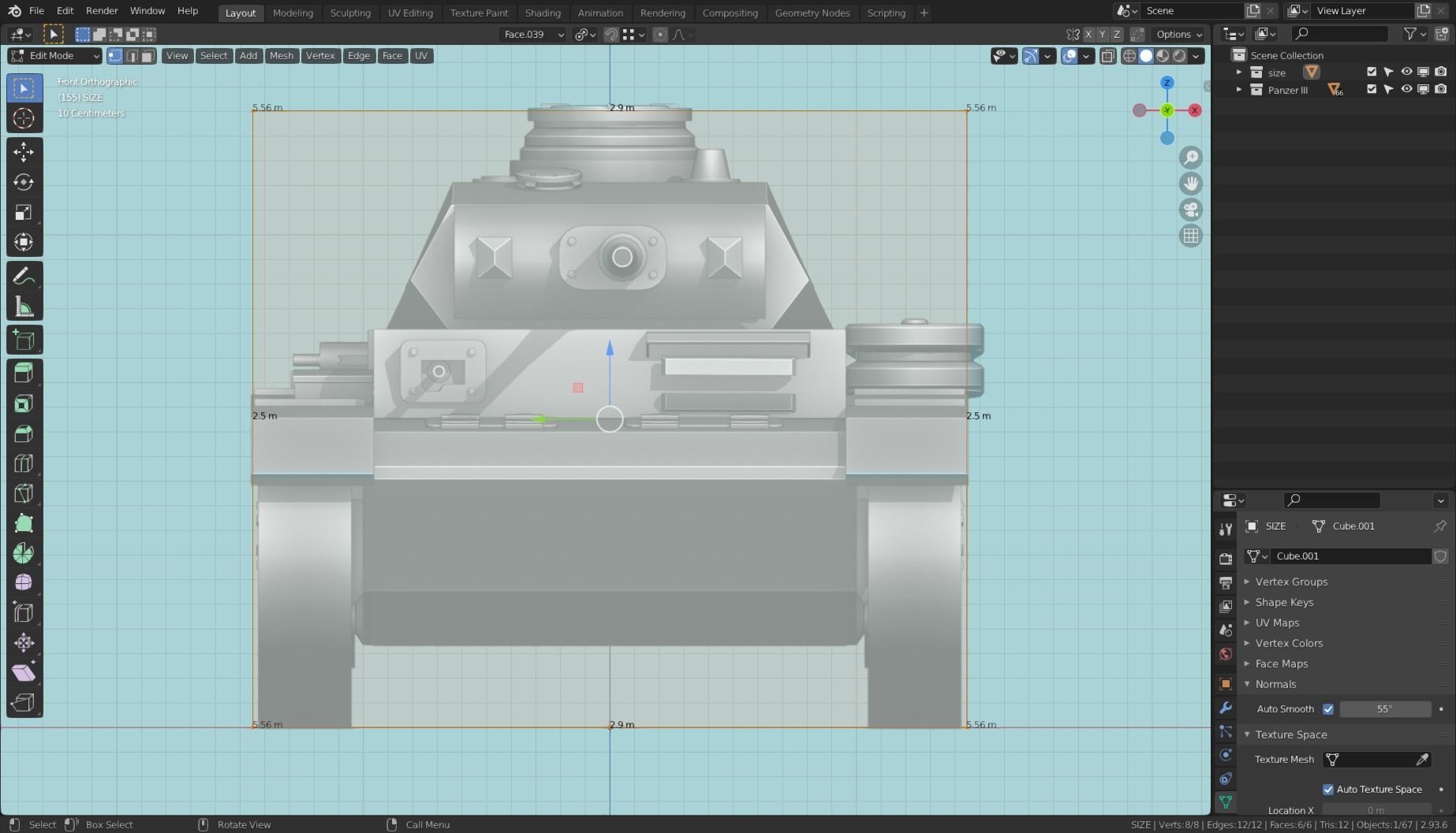 Panzerkampfwagen III Tank Base Mesh  Low-poly 3D model_12