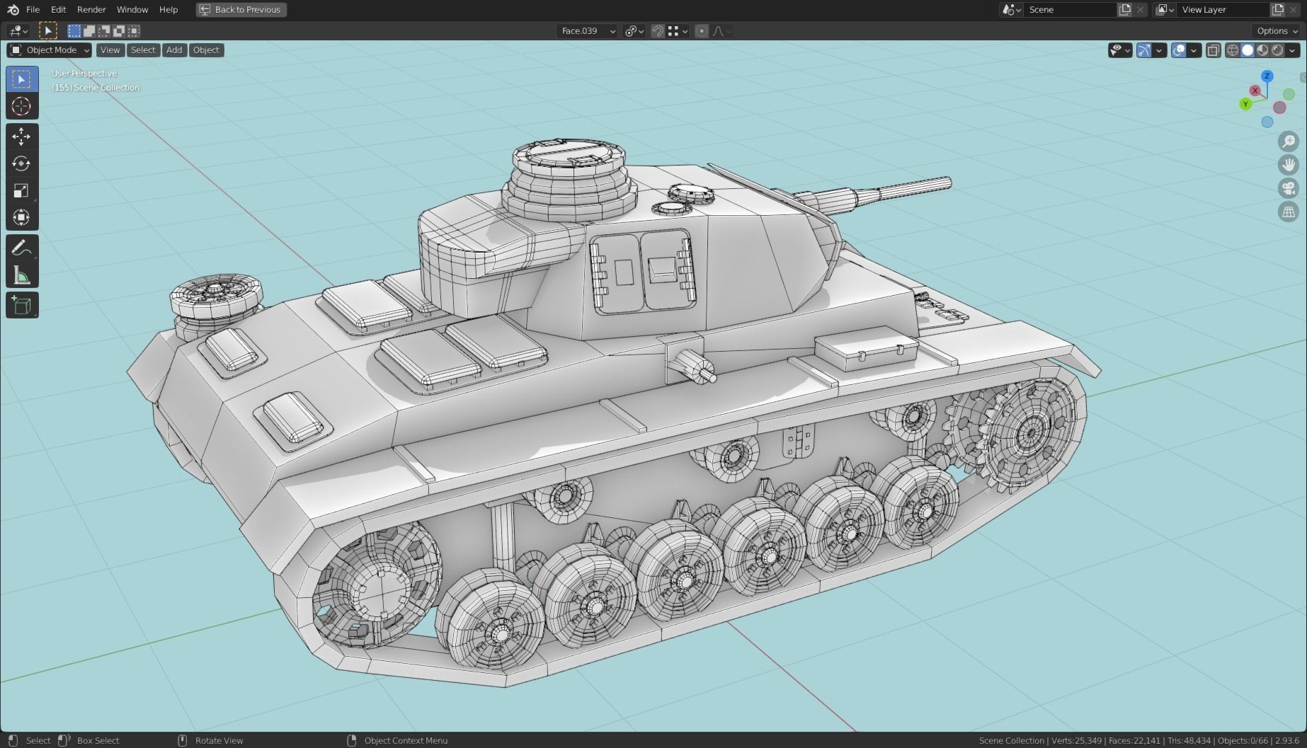 Panzerkampfwagen III Tank Base Mesh  Low-poly 3D model_16