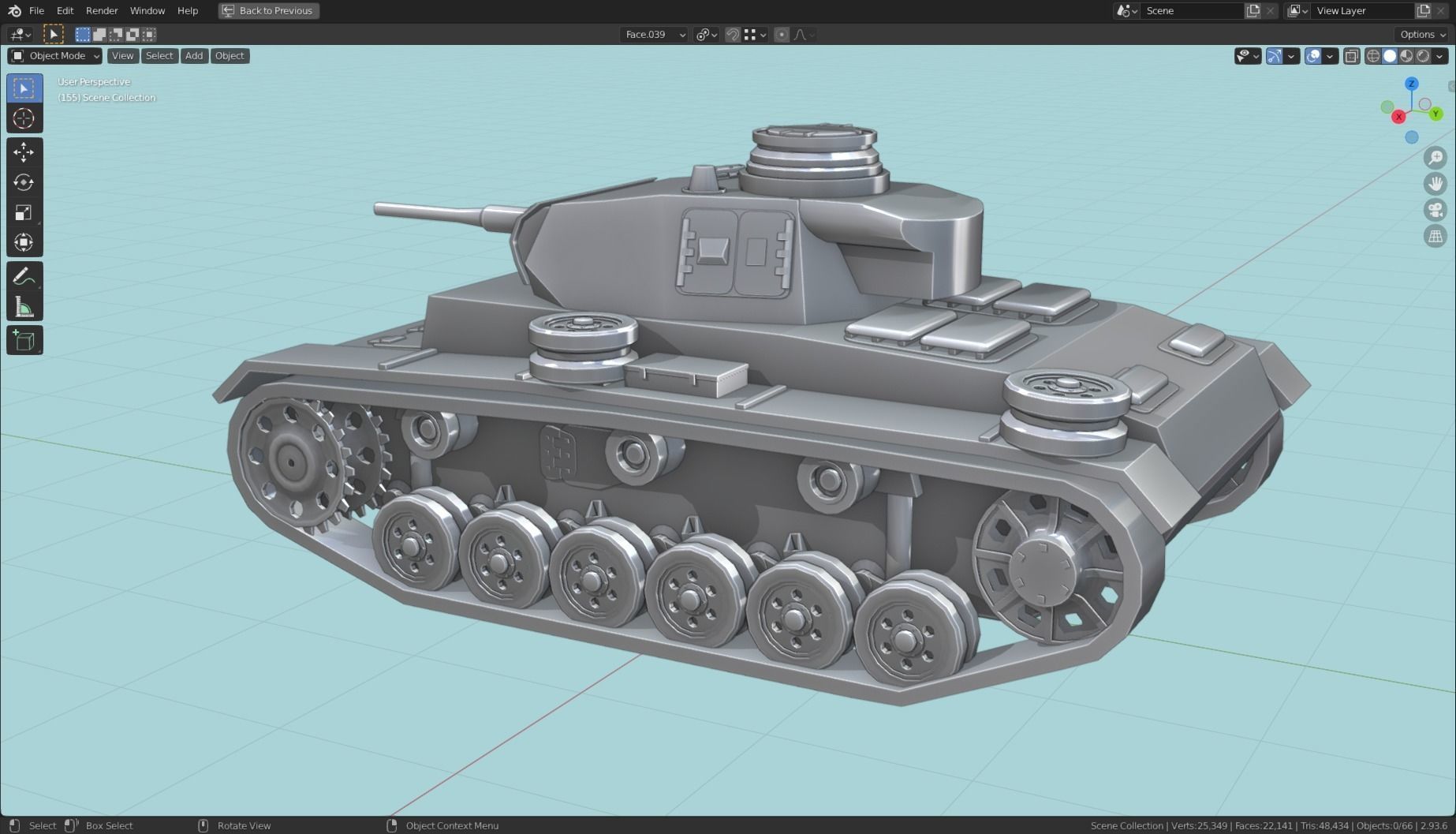 Panzerkampfwagen III Tank Base Mesh  Low-poly 3D model_4