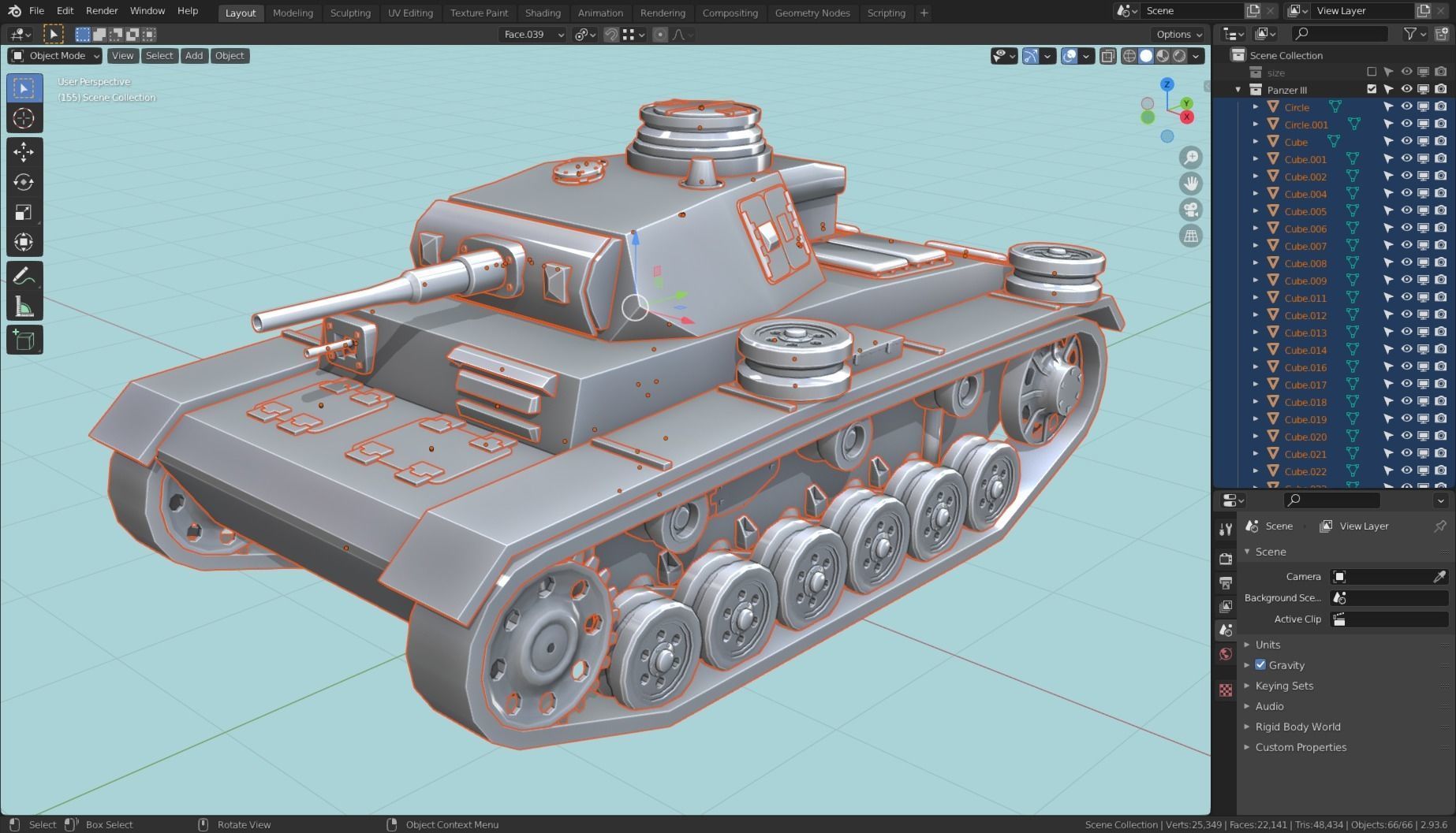 Panzerkampfwagen III Tank Base Mesh  Low-poly 3D model_30