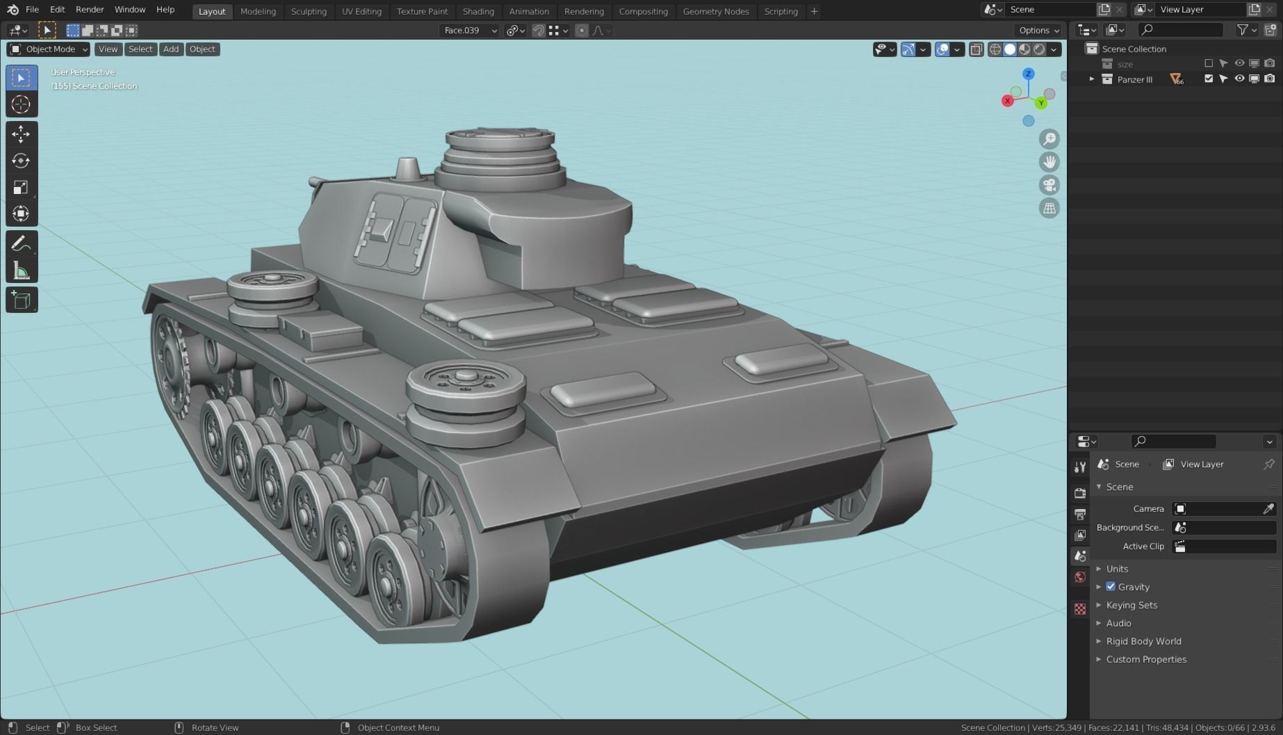 Panzerkampfwagen III Tank Base Mesh  Low-poly 3D model_22