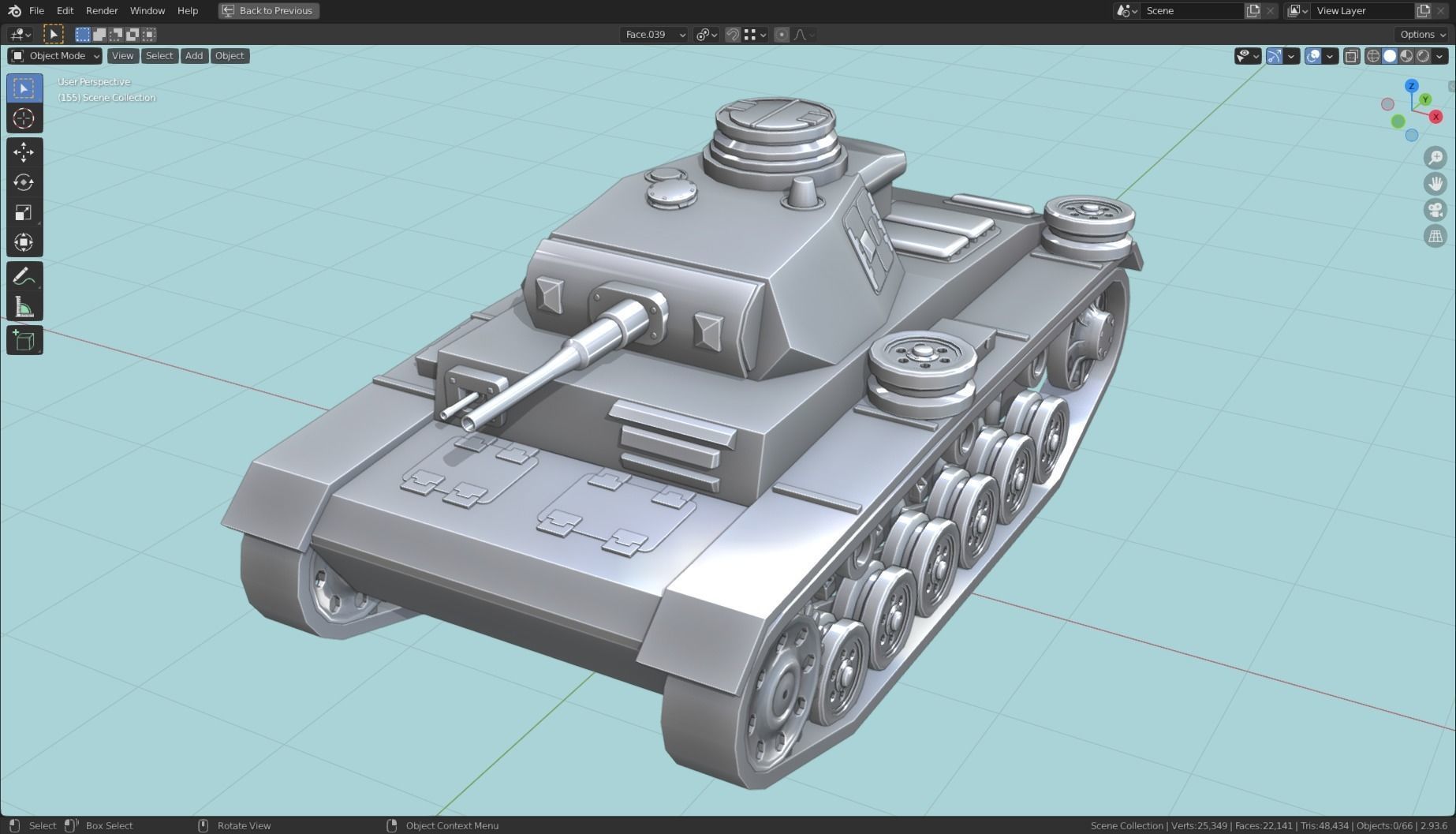 Panzerkampfwagen III Tank Base Mesh  Low-poly 3D model_2