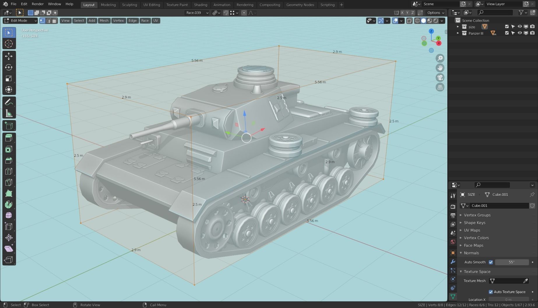 Panzerkampfwagen III Tank Base Mesh  Low-poly 3D model_14