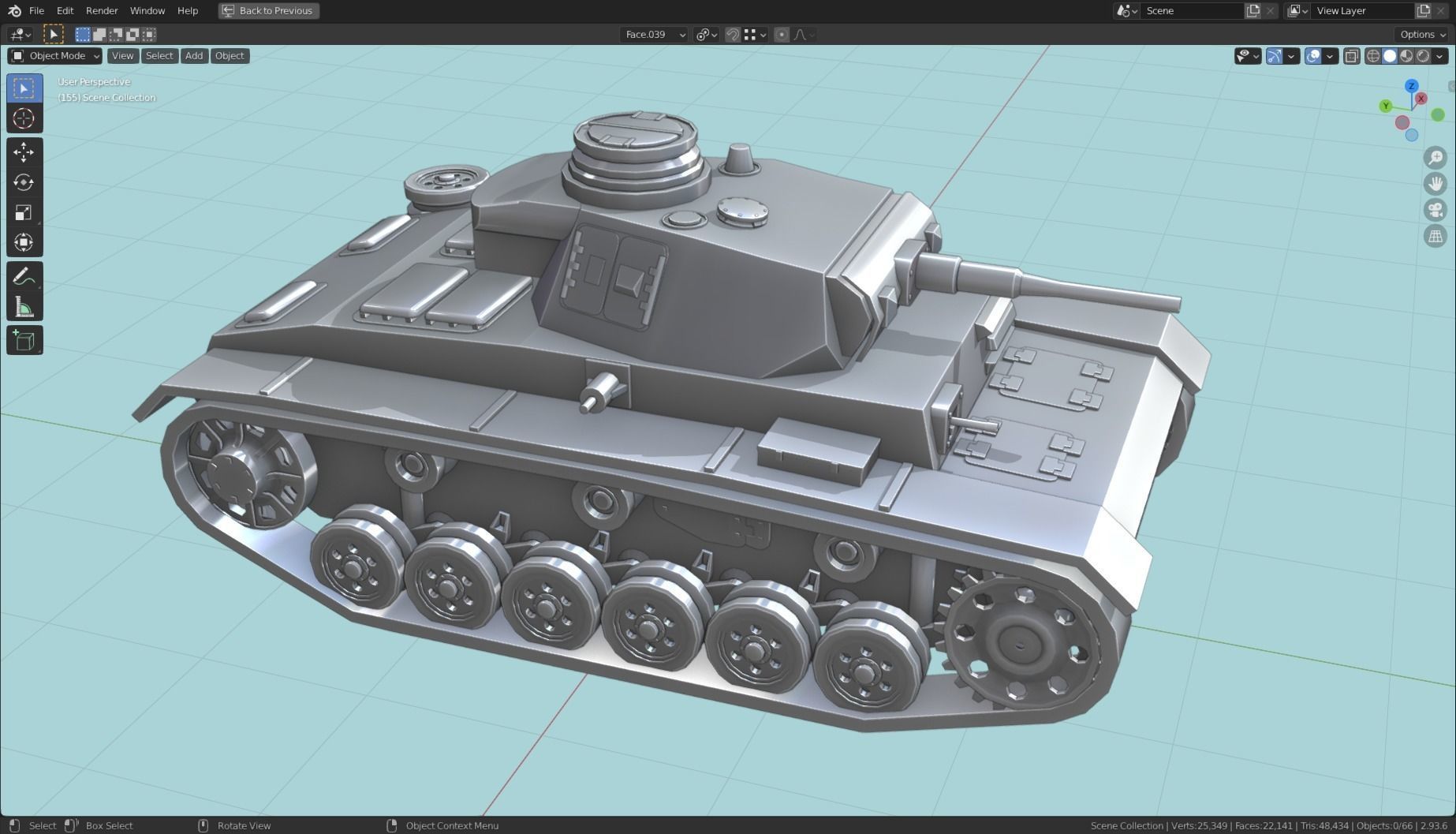 Panzerkampfwagen III Tank Base Mesh  Low-poly 3D model_1