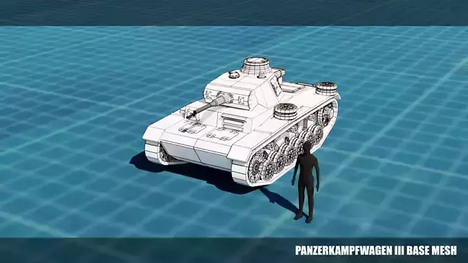 Panzerkampfwagen III Tank Base Mesh  Low-poly 3D model