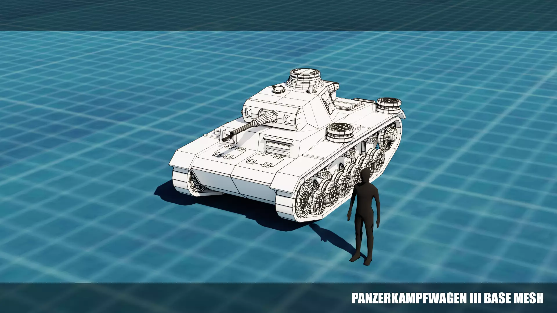 Panzerkampfwagen III Tank Base Mesh  Low-poly 3D model_0