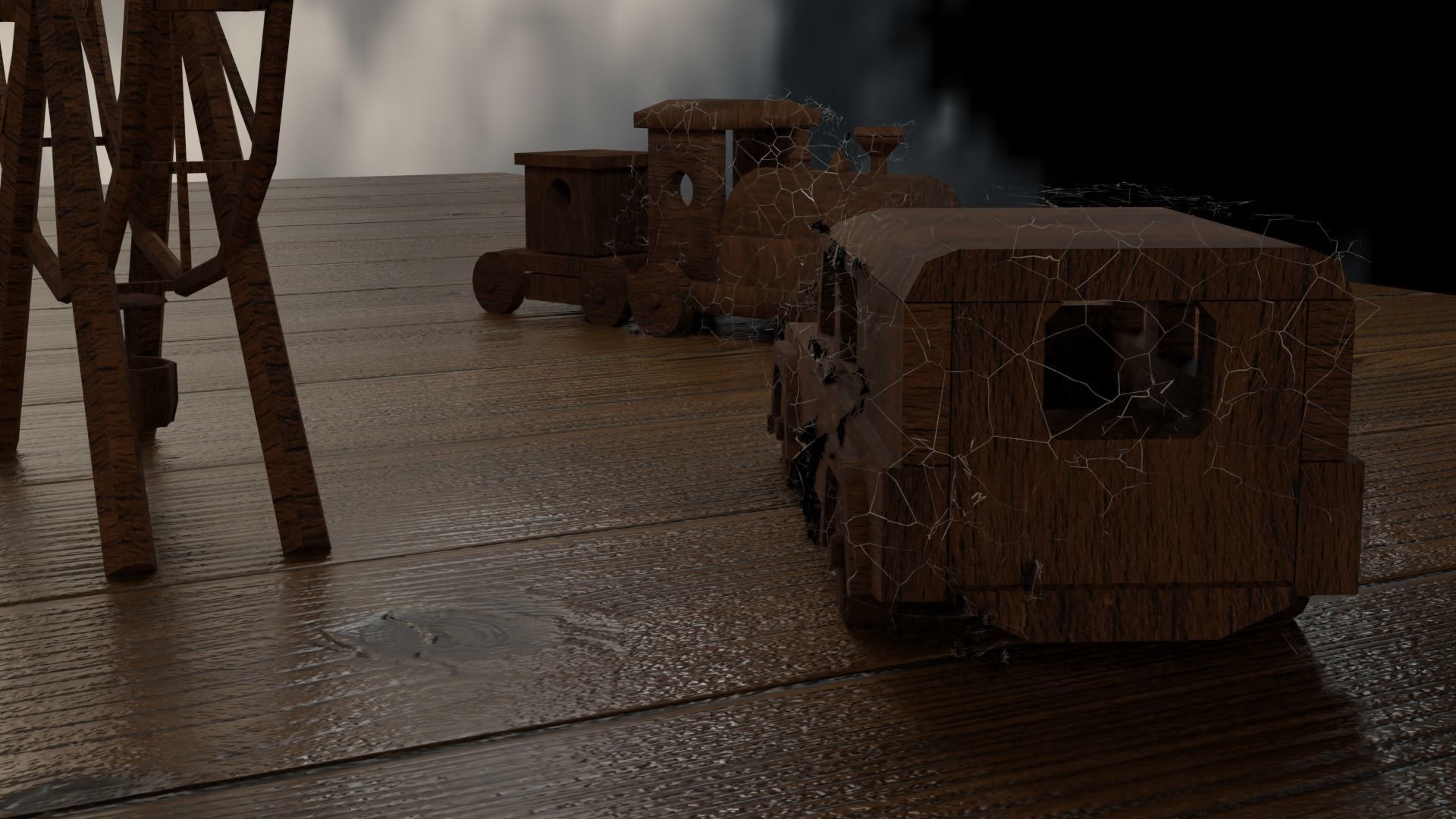 abandoned wooden toys Low-poly 3D model_2