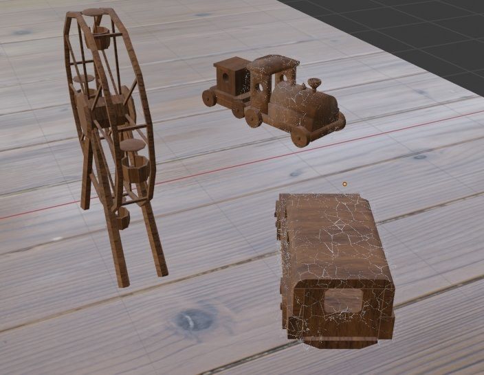 abandoned wooden toys Low-poly 3D model_6