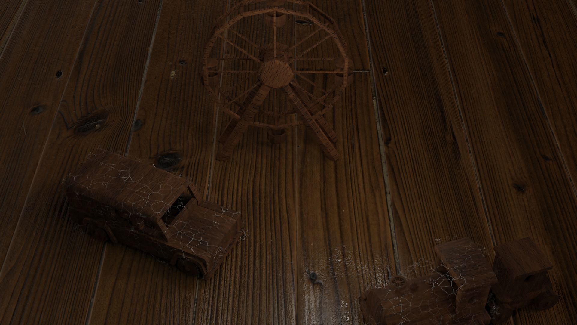 abandoned wooden toys Low-poly 3D model_3