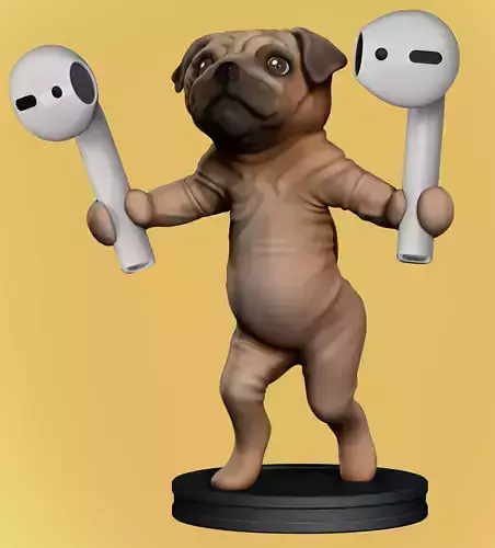 Support for AirPods and the like - Pug dog 3D print model